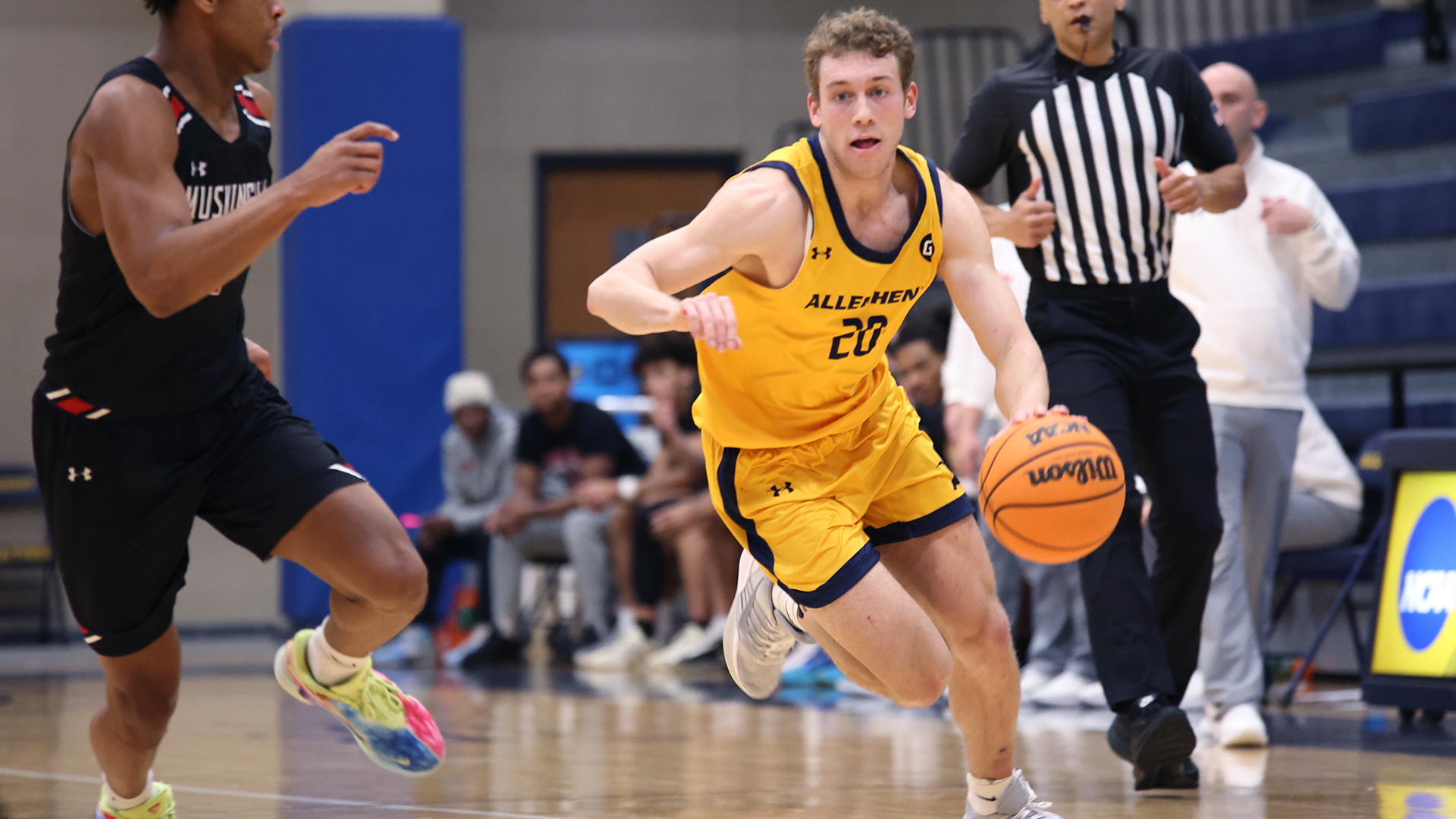 Allegheny College men’s basketball vs. Muskingum, Dec. 16, 2025. Photo by Ed Mailliard.