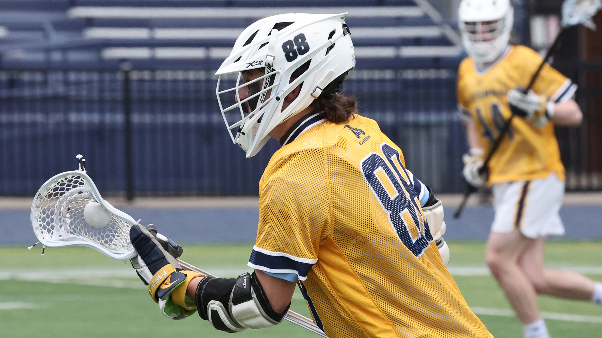 Allegheny College men’s lacrosse on Senior Day vs. Thiel, 4-12-25. Photo by Ed Mailliard.