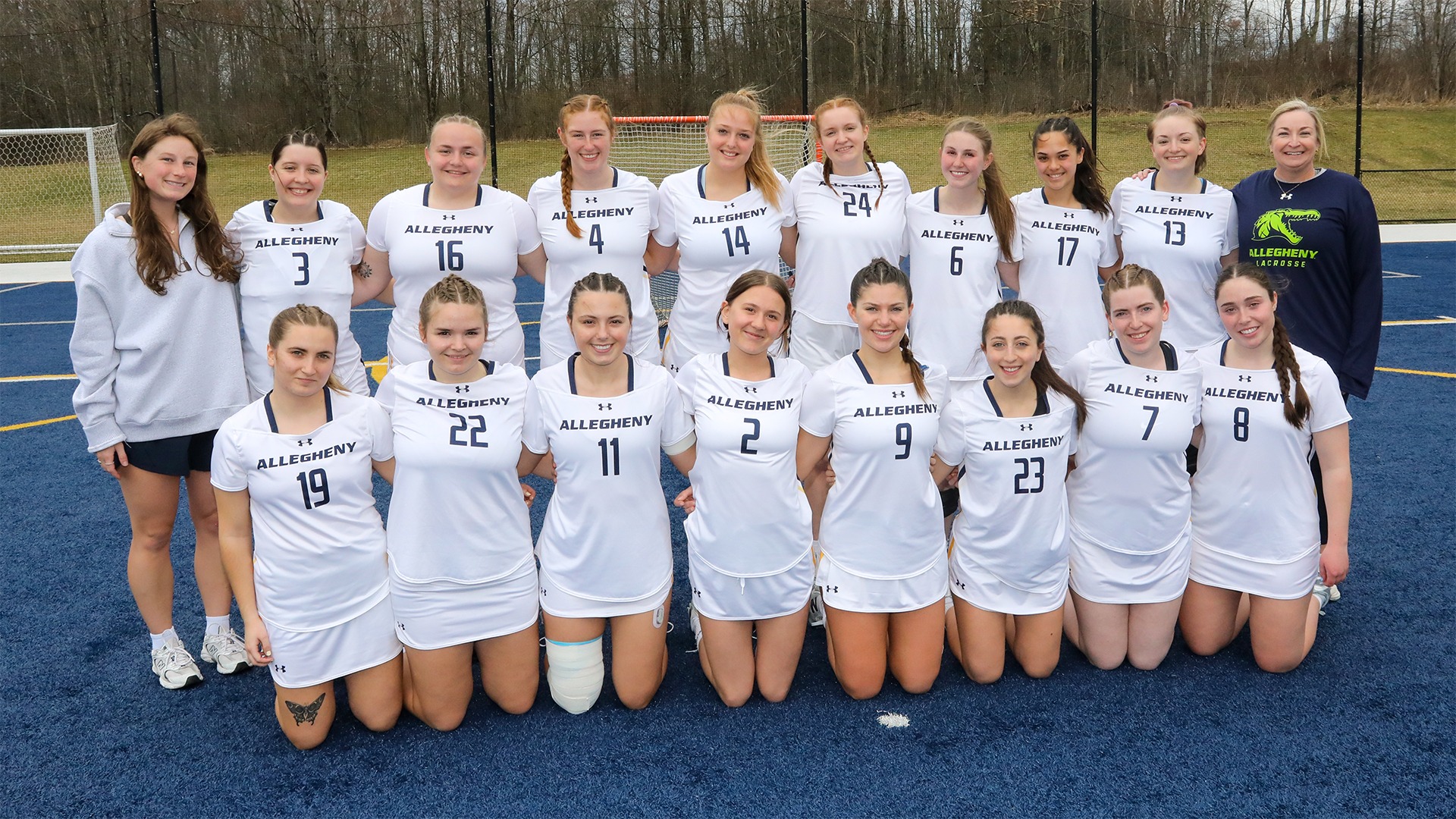 2025 Allegheny College women's lacrosse team photo. Photo by Ed Mailliard.