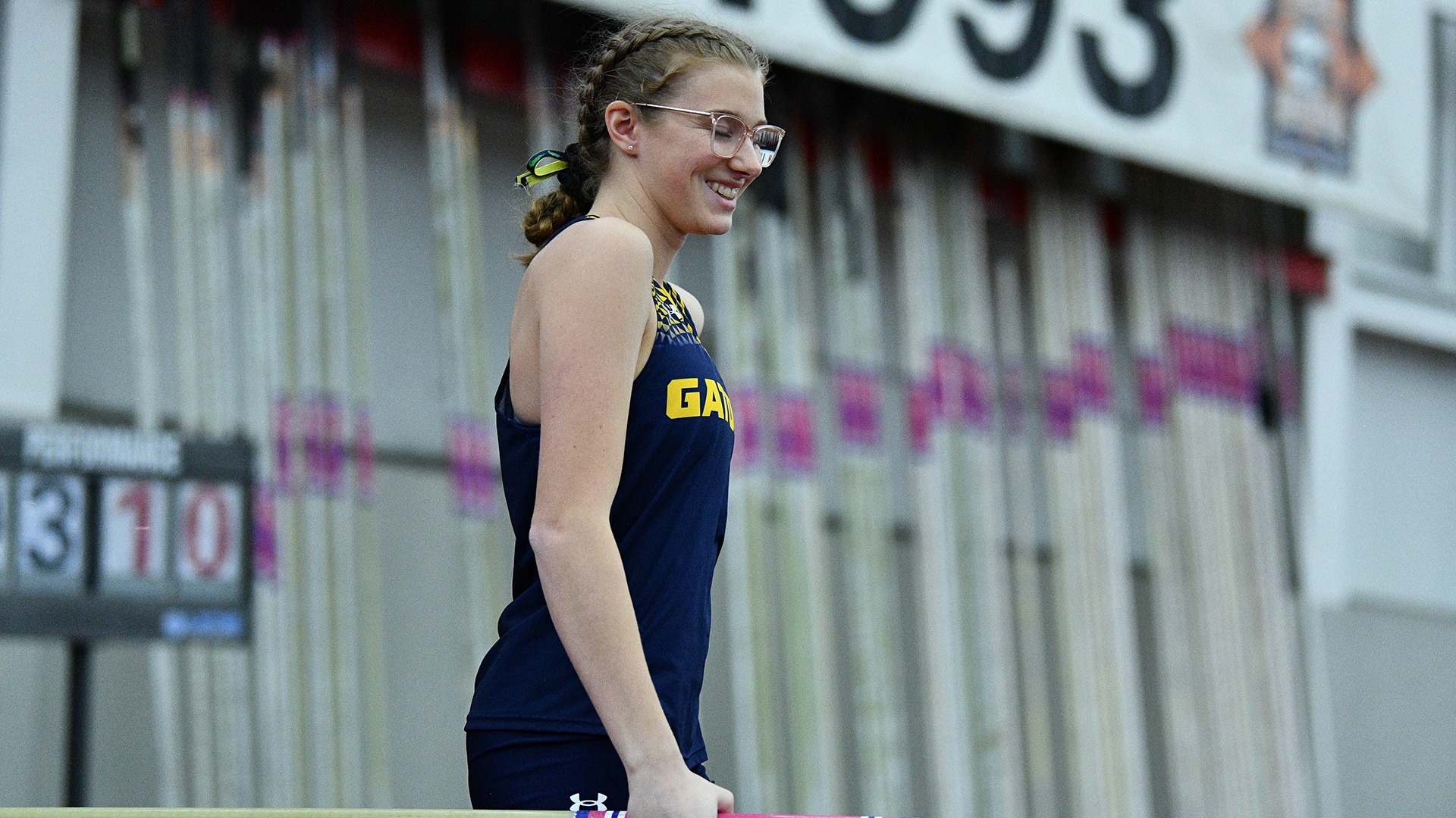 Corinne Inkley at the 2025 PAC Indoor Championships, Feb. 27, 2025. Photo by Robert Hayes.