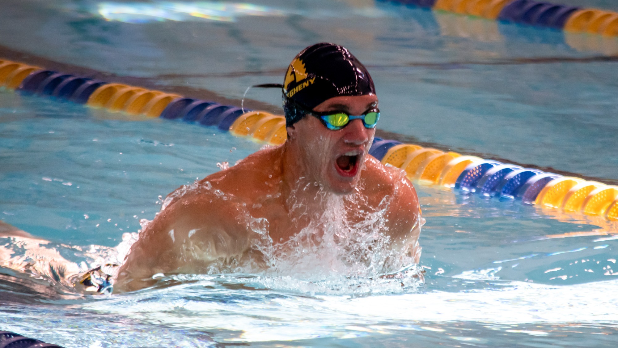 Allegheny men's swimming vs. Hiram, Oct. 17, 2026. Photo by Luke Dieter.
