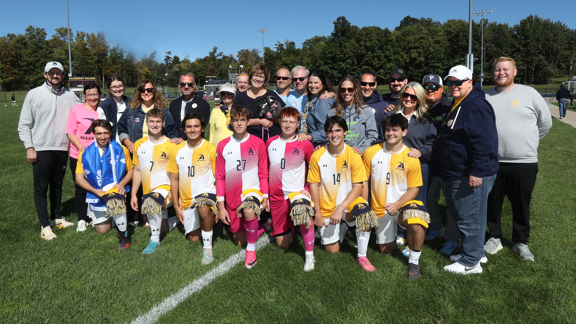 Allegheny College men’s soccer senior day vs. Bryant and Stratton (Rochester), Oct. 3, 2026. Photo by Ed Mailliard.