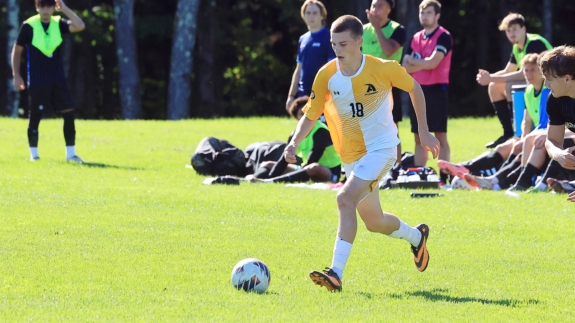 Allegheny College men’s soccer senior day vs. Bryant and Stratton (Rochester), Oct. 3, 2026. Photo by Ed Mailliard.