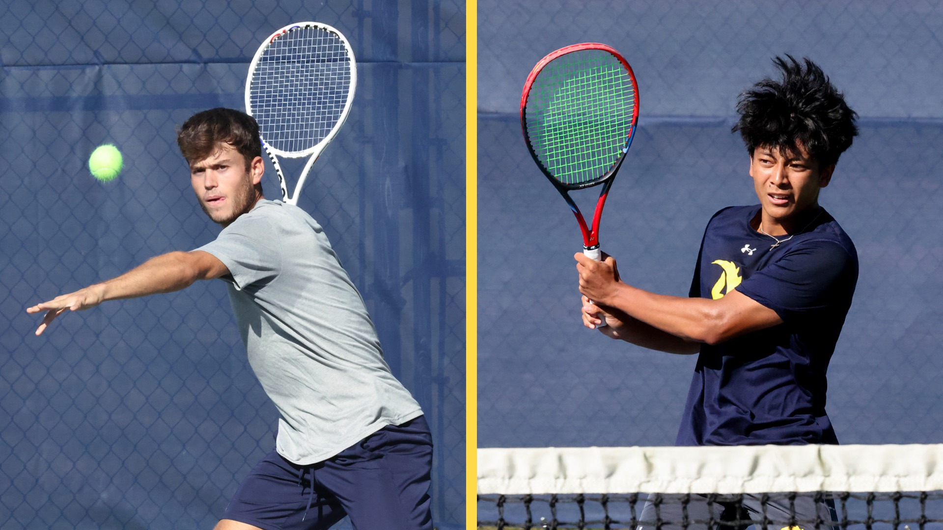 Javier Bejarano Jimenez (L) and Adam Memije (R) from Allegheny men's tennis.