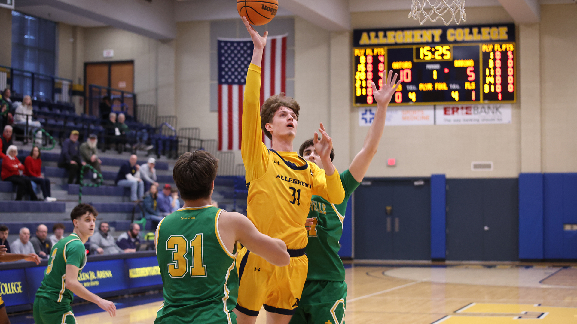 Allegheny College men’s basketball vs. Franciscan on Senior Day, Feb. 14, 2026. Photo by Ed Mailliard.