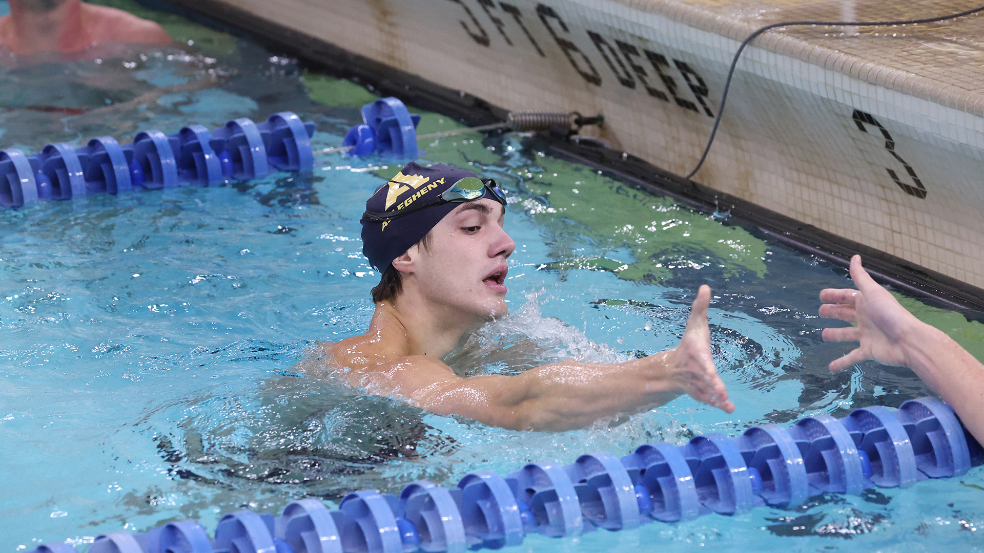Allegheny College swimming meet vs. Edinboro University Jan. 30, 2026. Photo by Ed Mailliard.