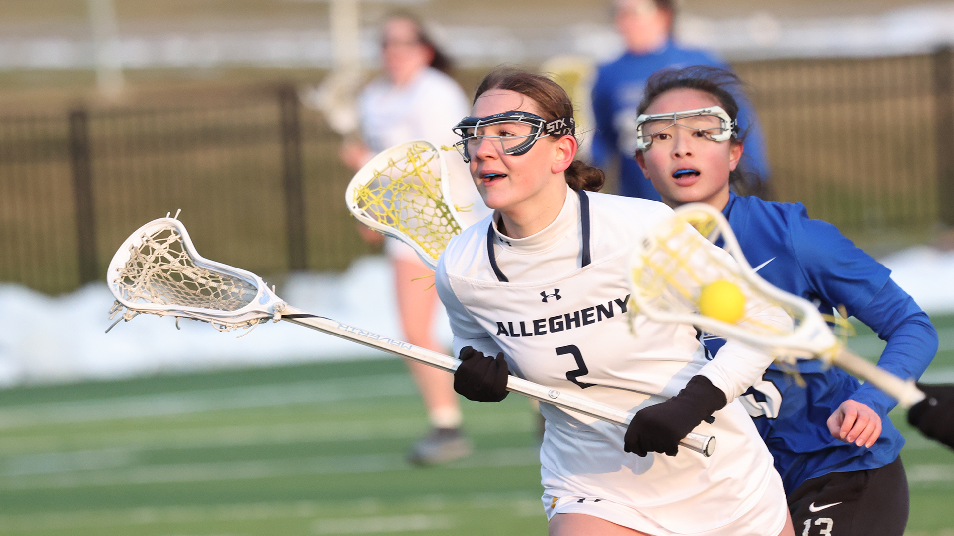 Allegheny College women’s lacrosse vs. Fredonia, Feb. 25, 2026. Photo by Ed Mailliard.