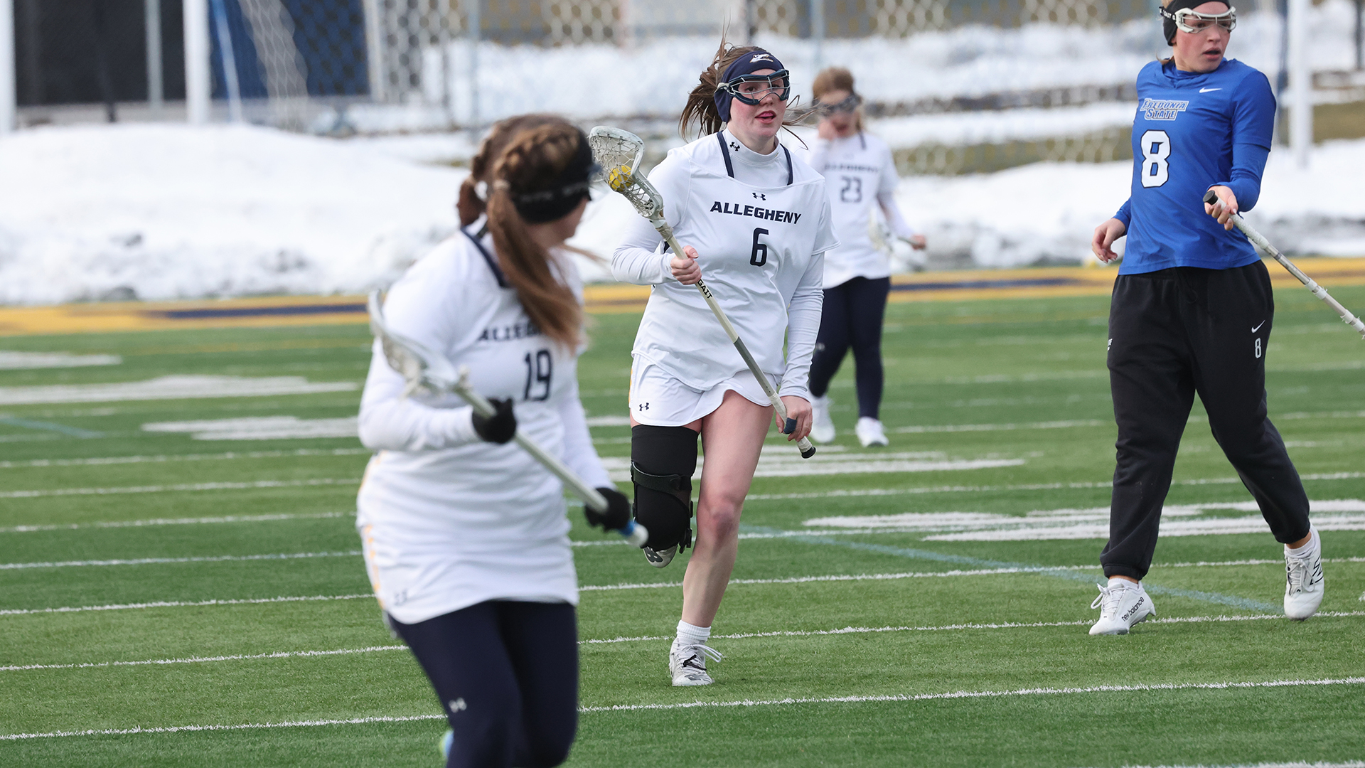 Allegheny College women’s lacrosse vs. Fredonia, Feb. 25, 2026. Photo by Ed Mailliard.