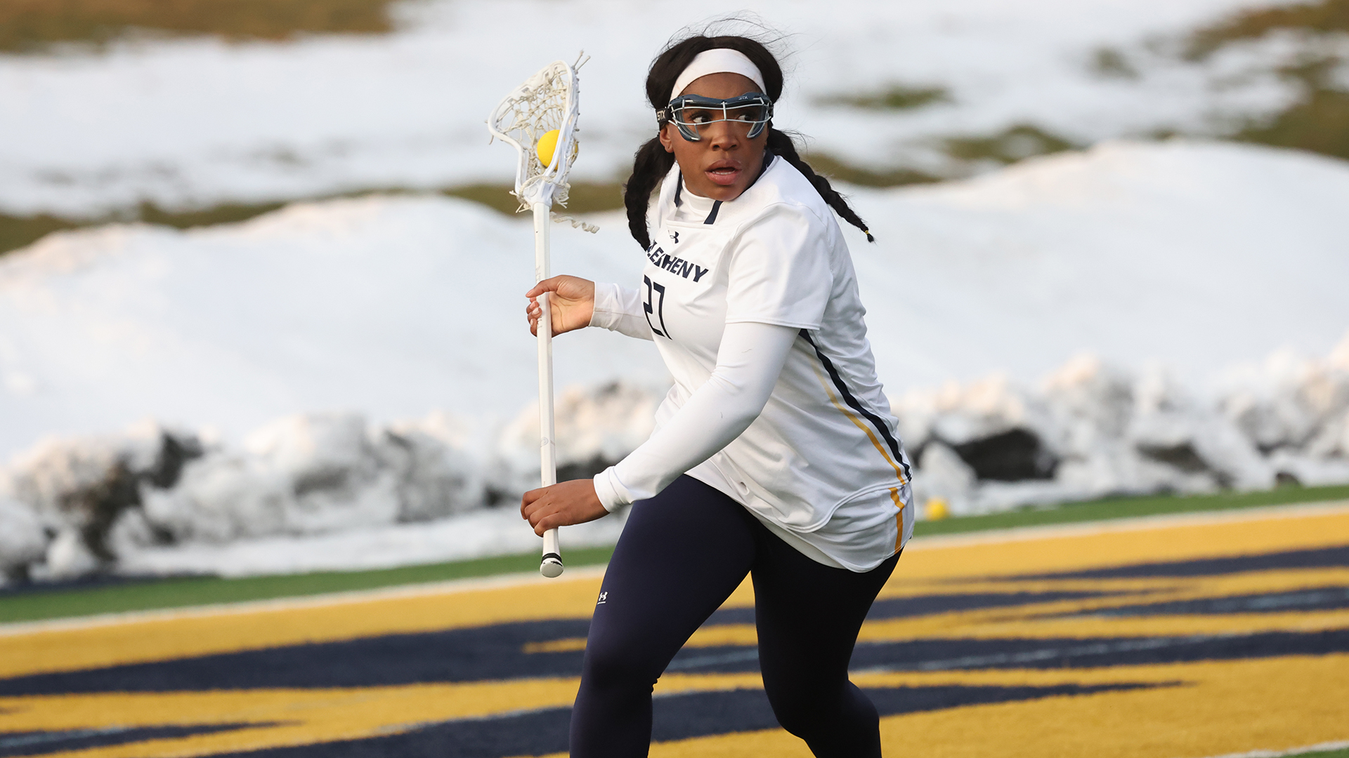 Allegheny College women’s lacrosse vs. Fredonia, Feb. 25, 2026. Photo by Ed Mailliard.