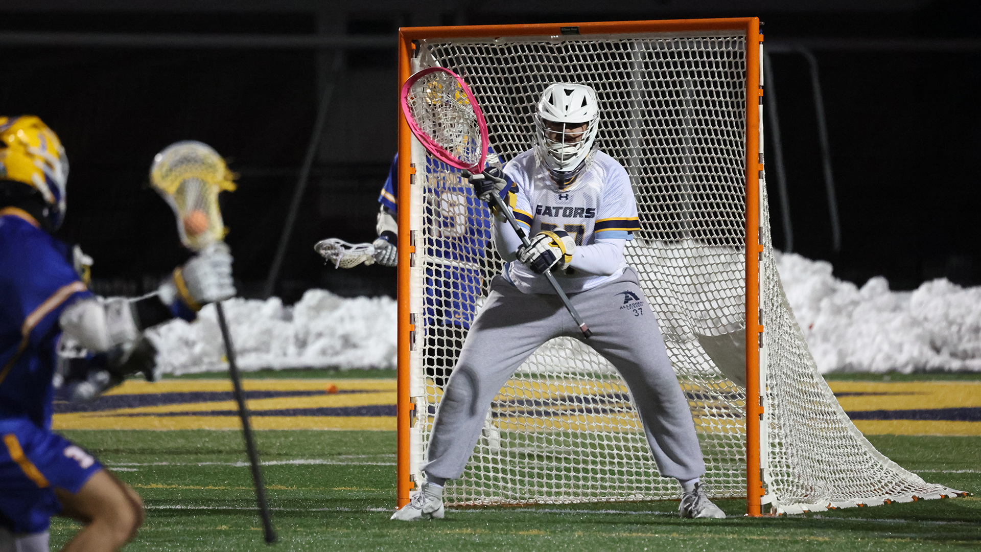 Allegheny College men’s lacrosse vs. Pitt-Bradford, Feb. 25, 2026. Photo by Ed Mailliard.