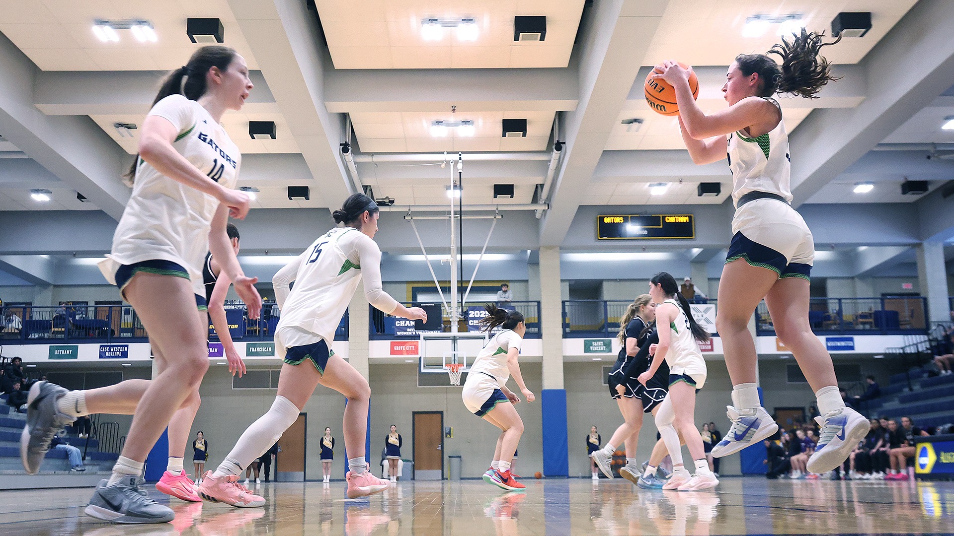 Allegheny women's basketball rebound vs. Chatham
