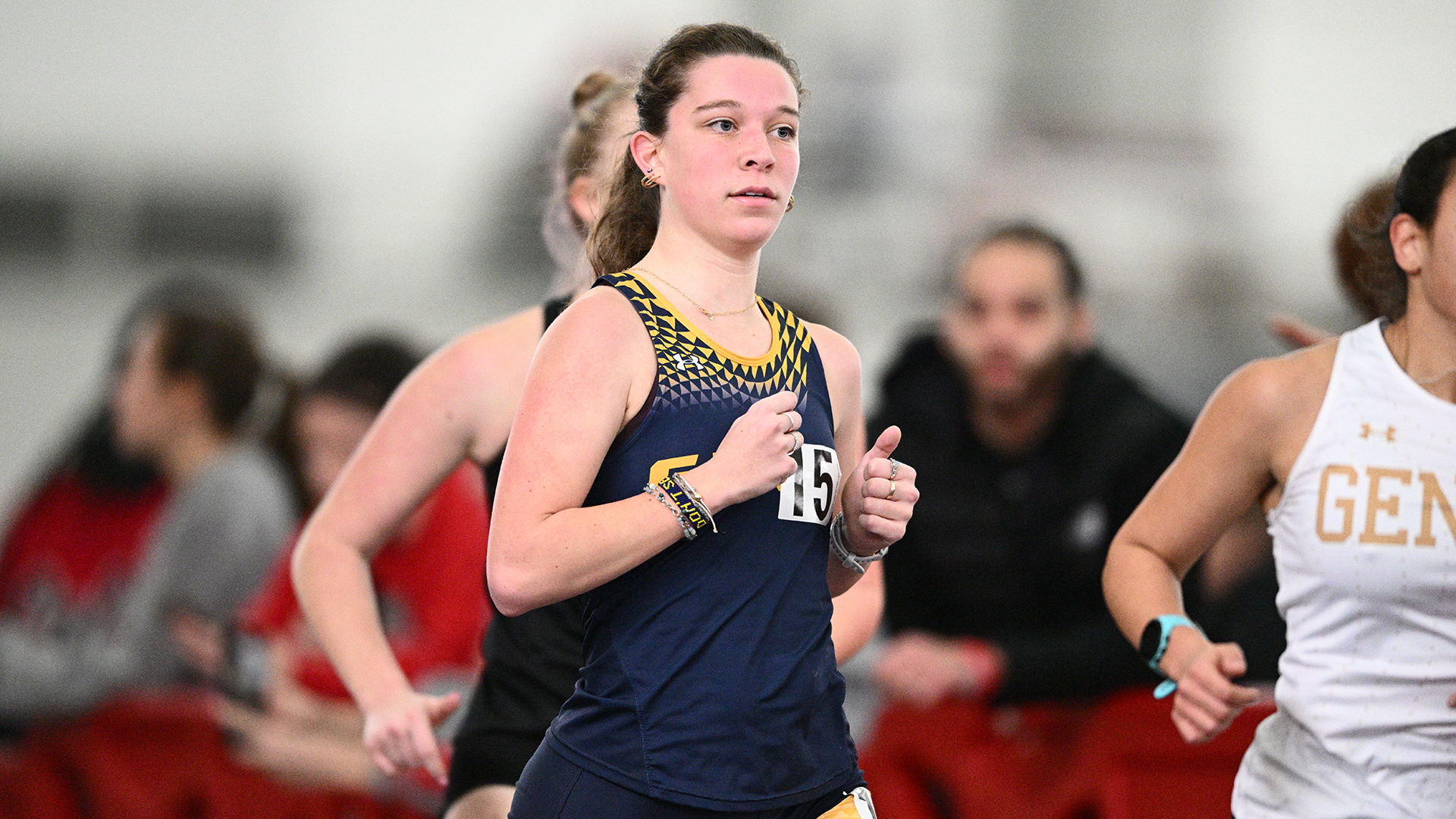 The Allegheny women's track & field team competes at the YSU Mid-Major Invitational. Photo by Robert Hayes.