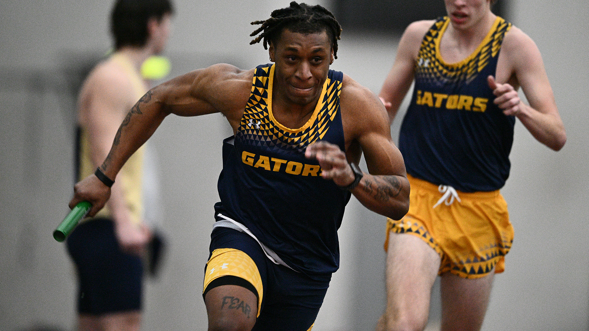 The Allegheny men's track & field team competes at the YSU Mid-Major Invitational. Photo by Robert Hayes.