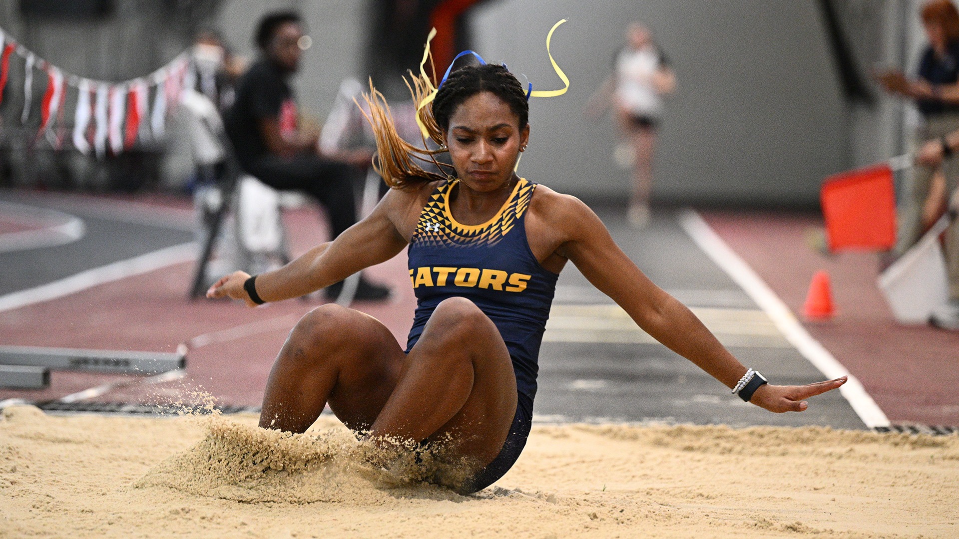 Evie Ellenberger at 2026 PAC Indoor Championships, Feb. 26, 2026. Photo by Robert Hayes.