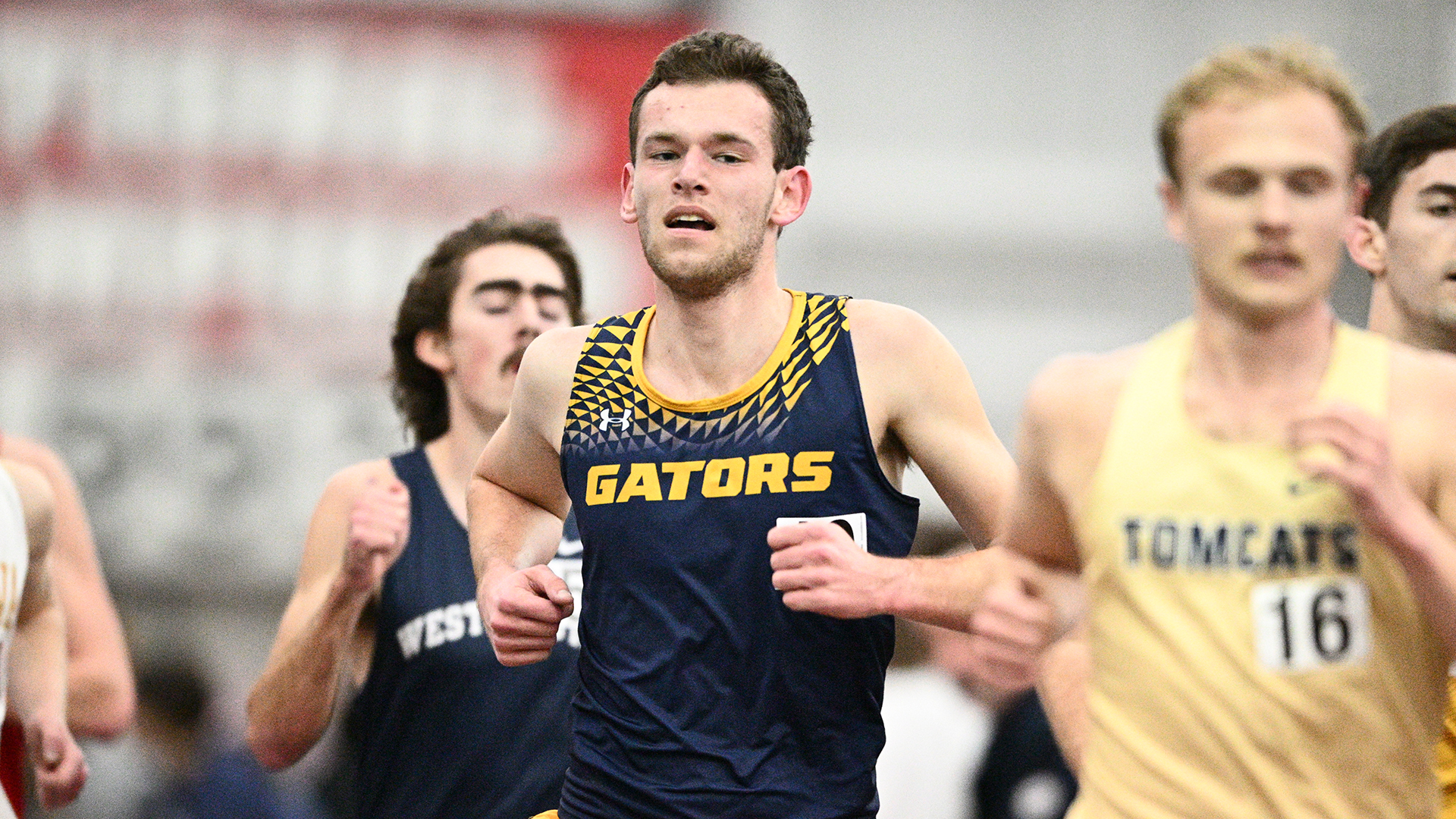 The Allegheny men's track and field team competes at the 2026 PAC Indoor Championships. Photo by Robert Hayes.