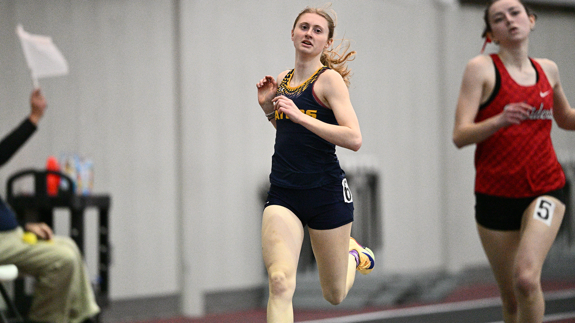 The Allegheny women's track and field team competes at the 2026 PAC Indoor Championships. Photo by Robert Hayes.