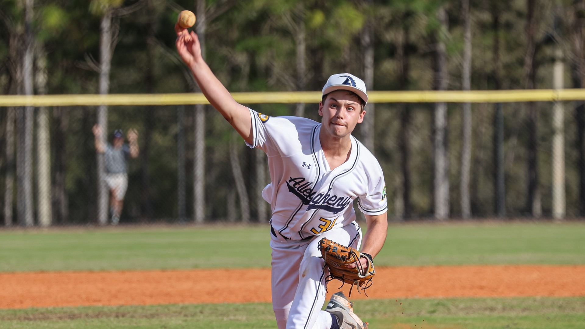 Johnny Hughes pitching vs. Bluffton, March 1, 2026. Photo by Sheri Skaggs.