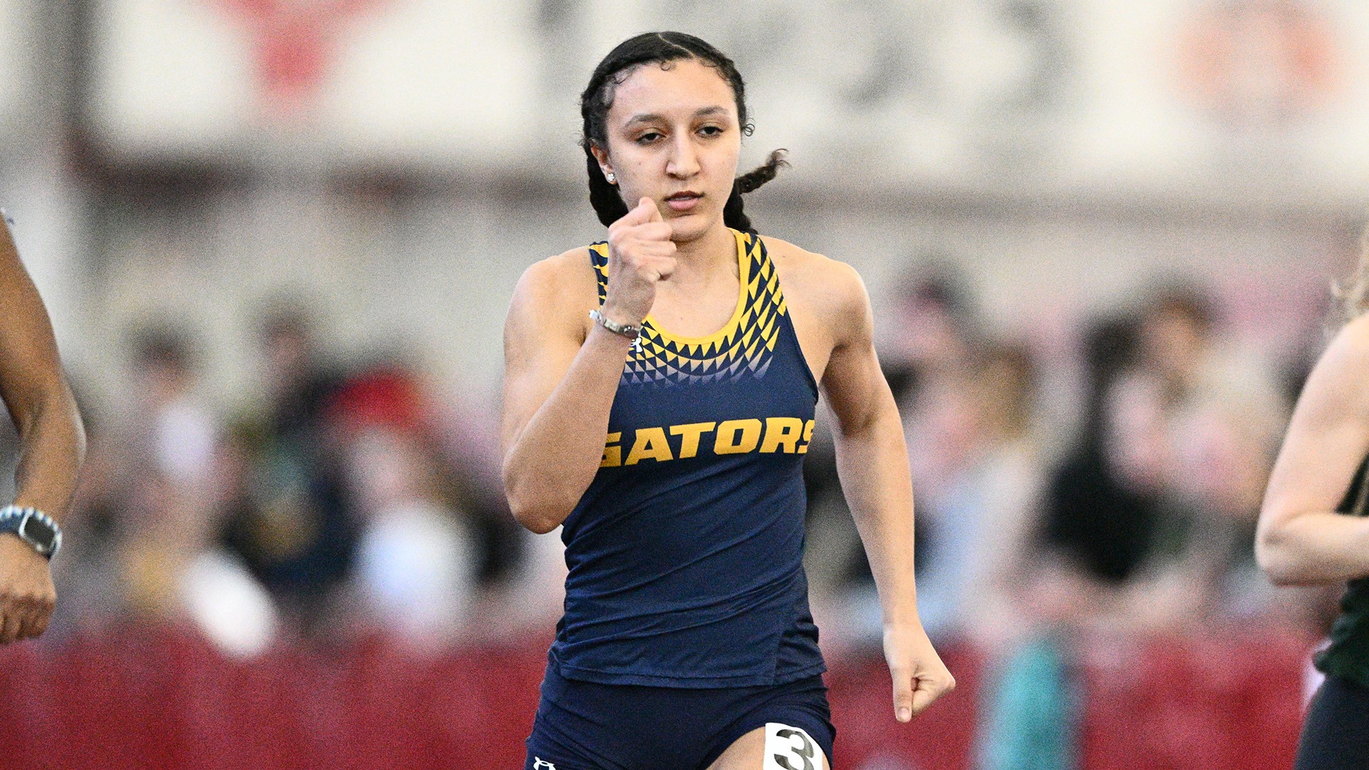 Mariah Helvy-Bruce at the 2026 PAC Indoor Championships, Feb. 26, 2026. Photo by Robert Hayes.