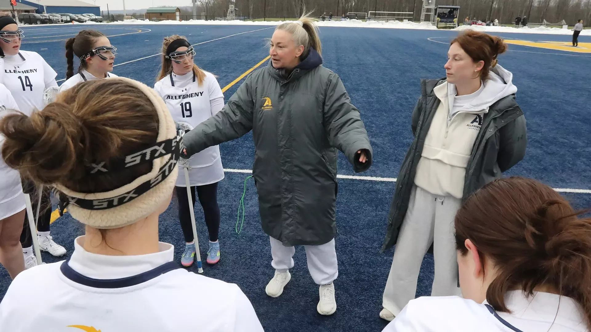 Coach Smith talks to her team prior to a game.