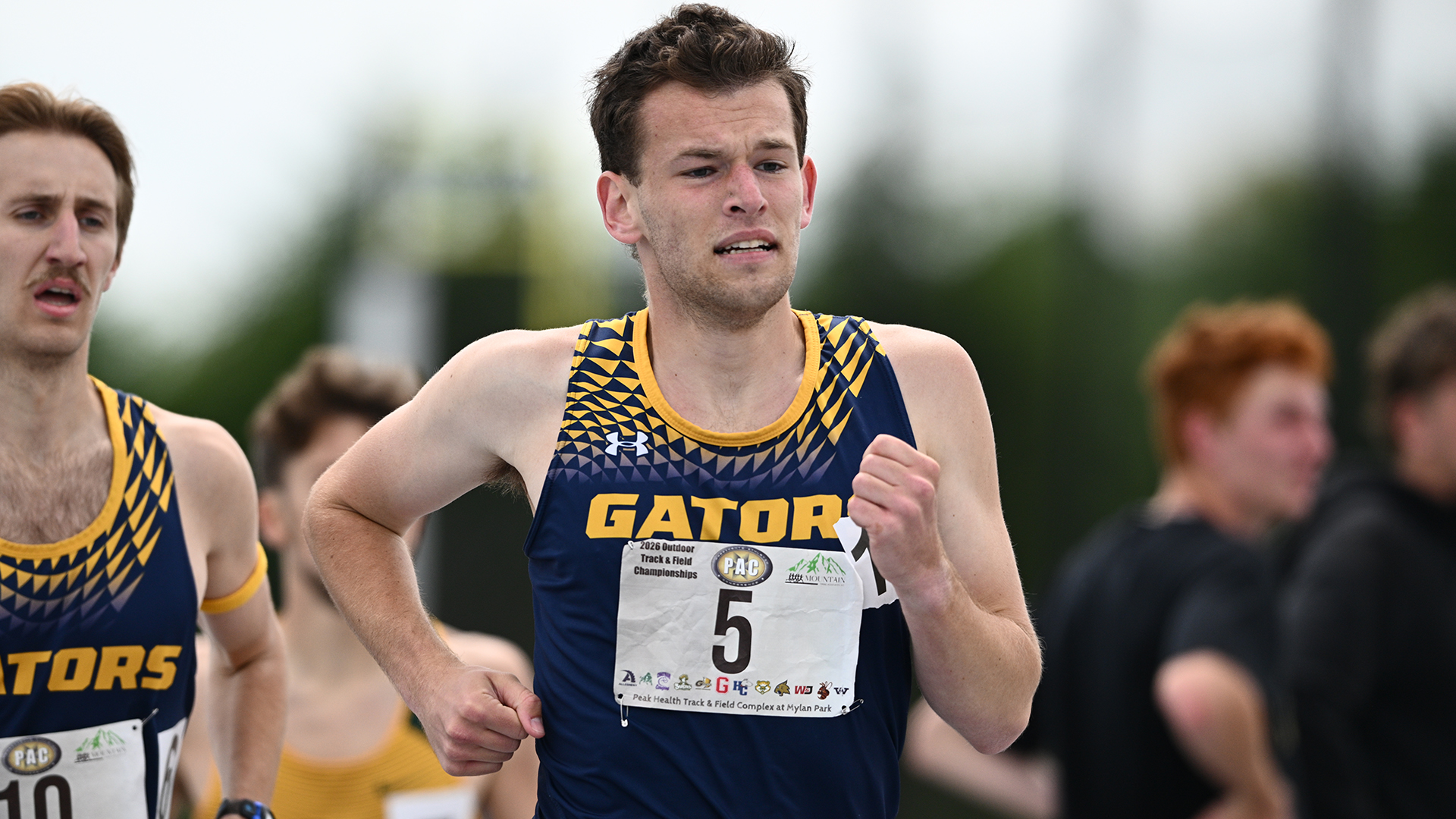 The Allegheny men's track & field team competes at the 2026 PAC Outdoor Championships. Photo by Robert Hayes.