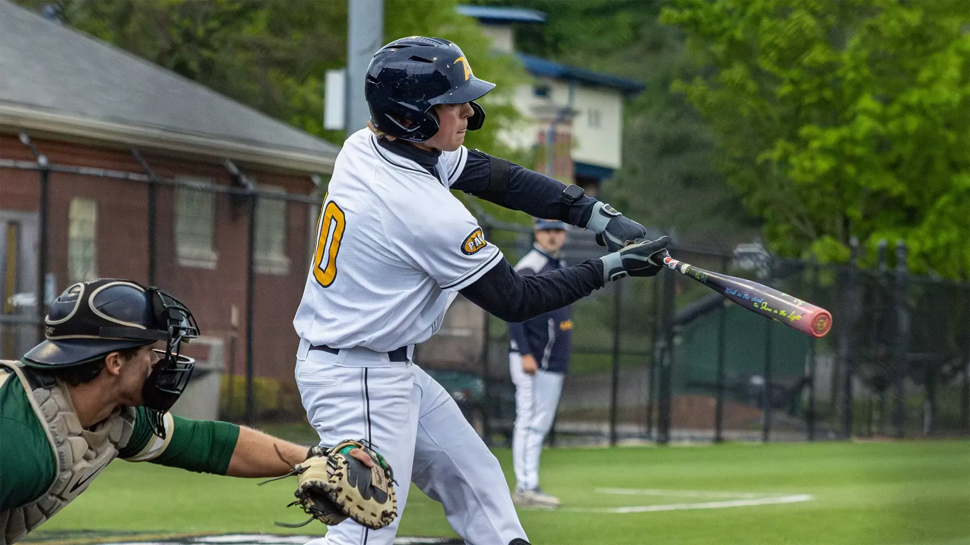Connor Kunkle at-bat vs. Bethany in 2026 PAC Tournament, May 6, 2026. Photo by Mela Barnhart.