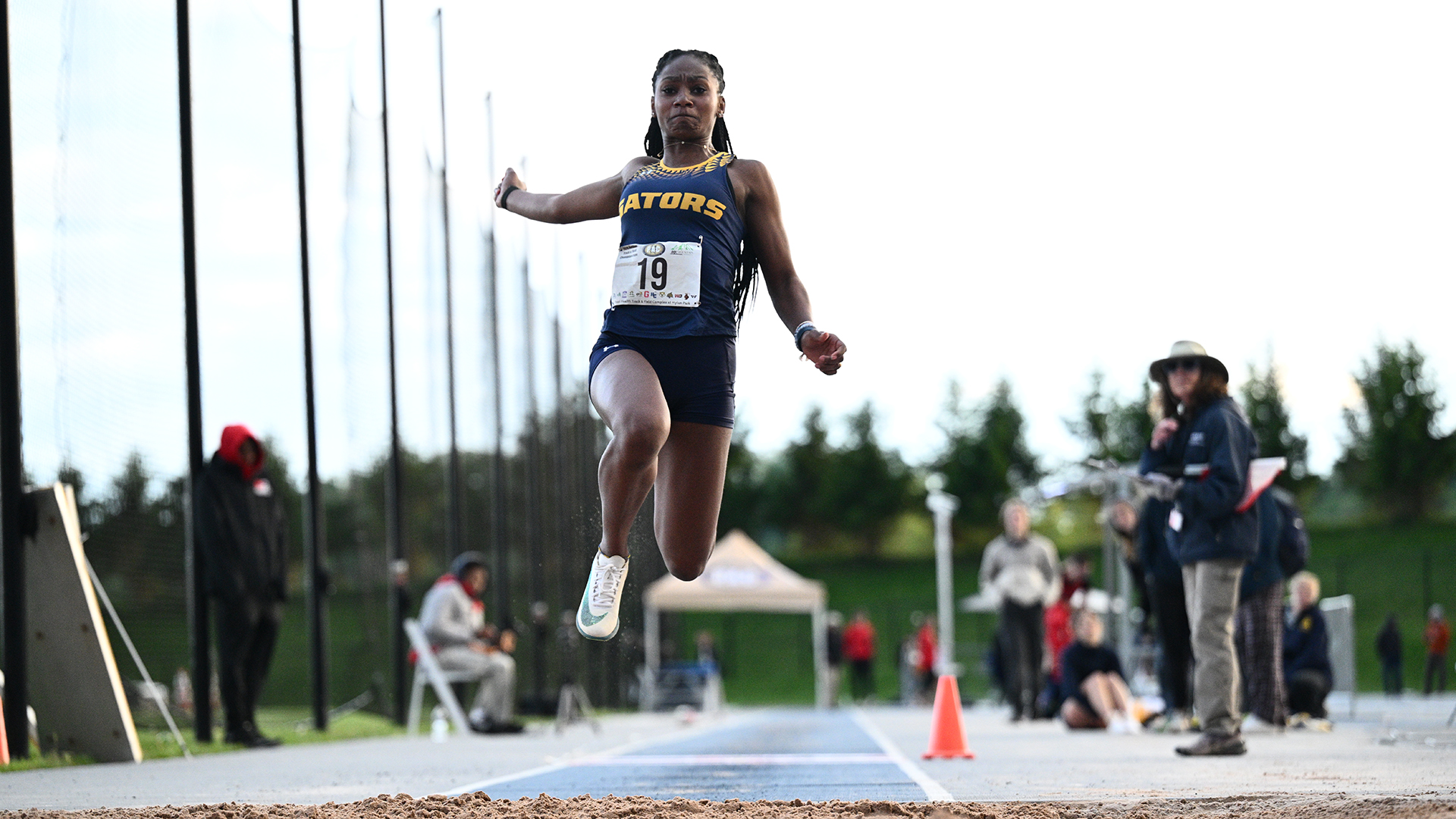 The Allegheny women's track & field team competes at the 2026 PAC Outdoor Championships. Photo by Robert Hayes.