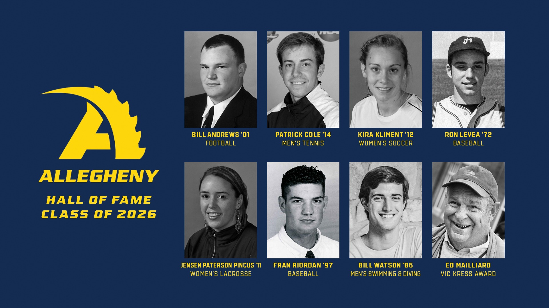 Allegheny's Hall of Fame Class of 2026