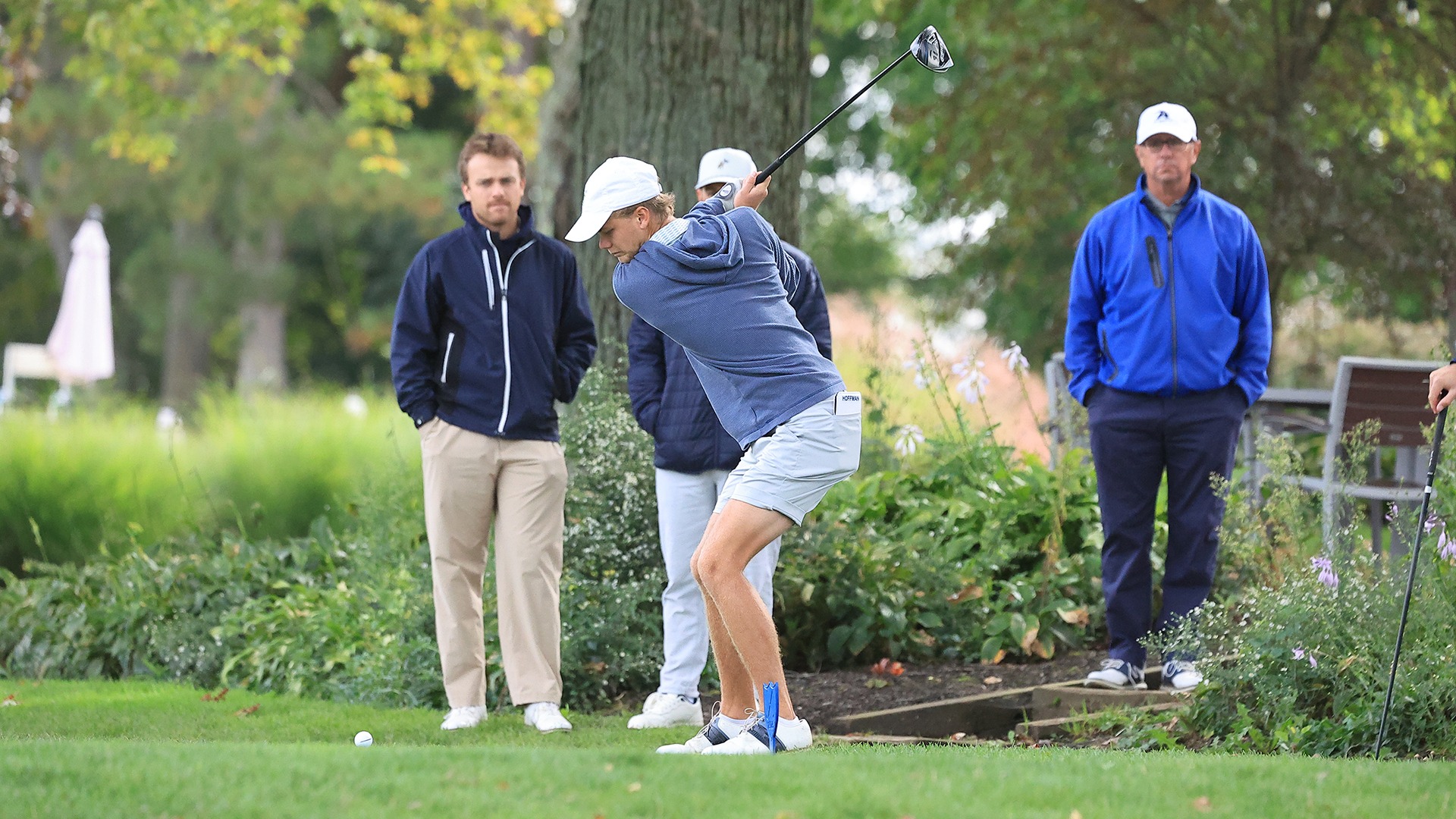 Christopher Hoffman tees off at the Guy and Jeanne Kuhn Invitational.