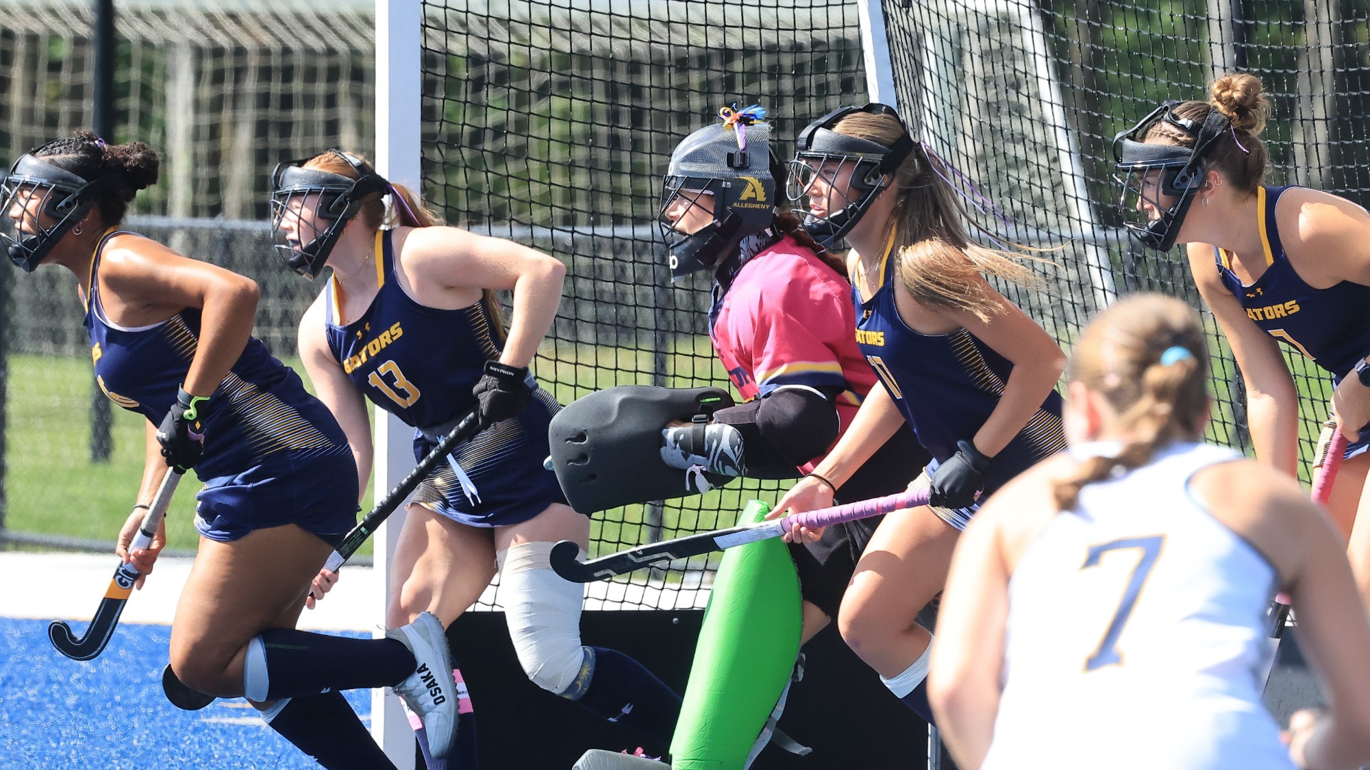 Allegheny defense vs. Rochester, Sept. 27, 2026. Photo by Ed Mailliard. 