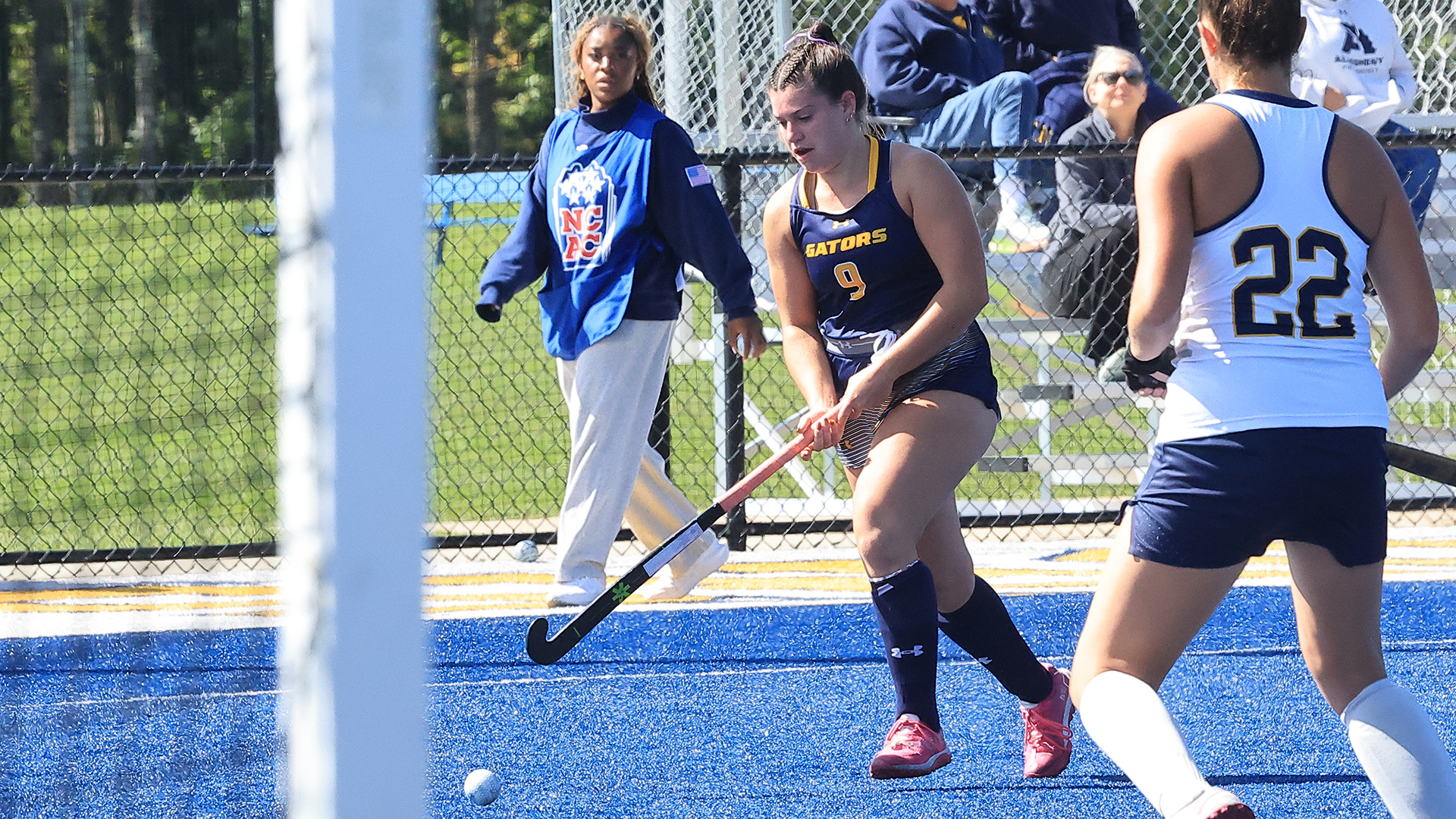 Allegheny College field hockey vs.Rochester, Sept. 27, 2026. Photo by Ed Mailliard.