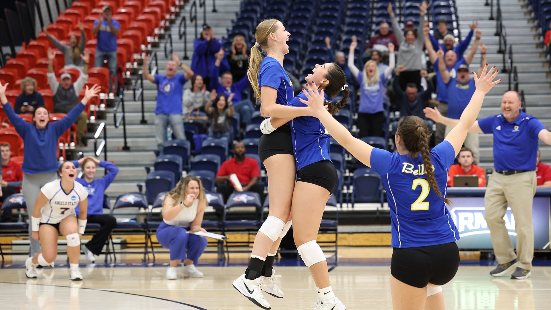 Hannah Spencer and Krizia Perez celebrate vs. Colorado Mines