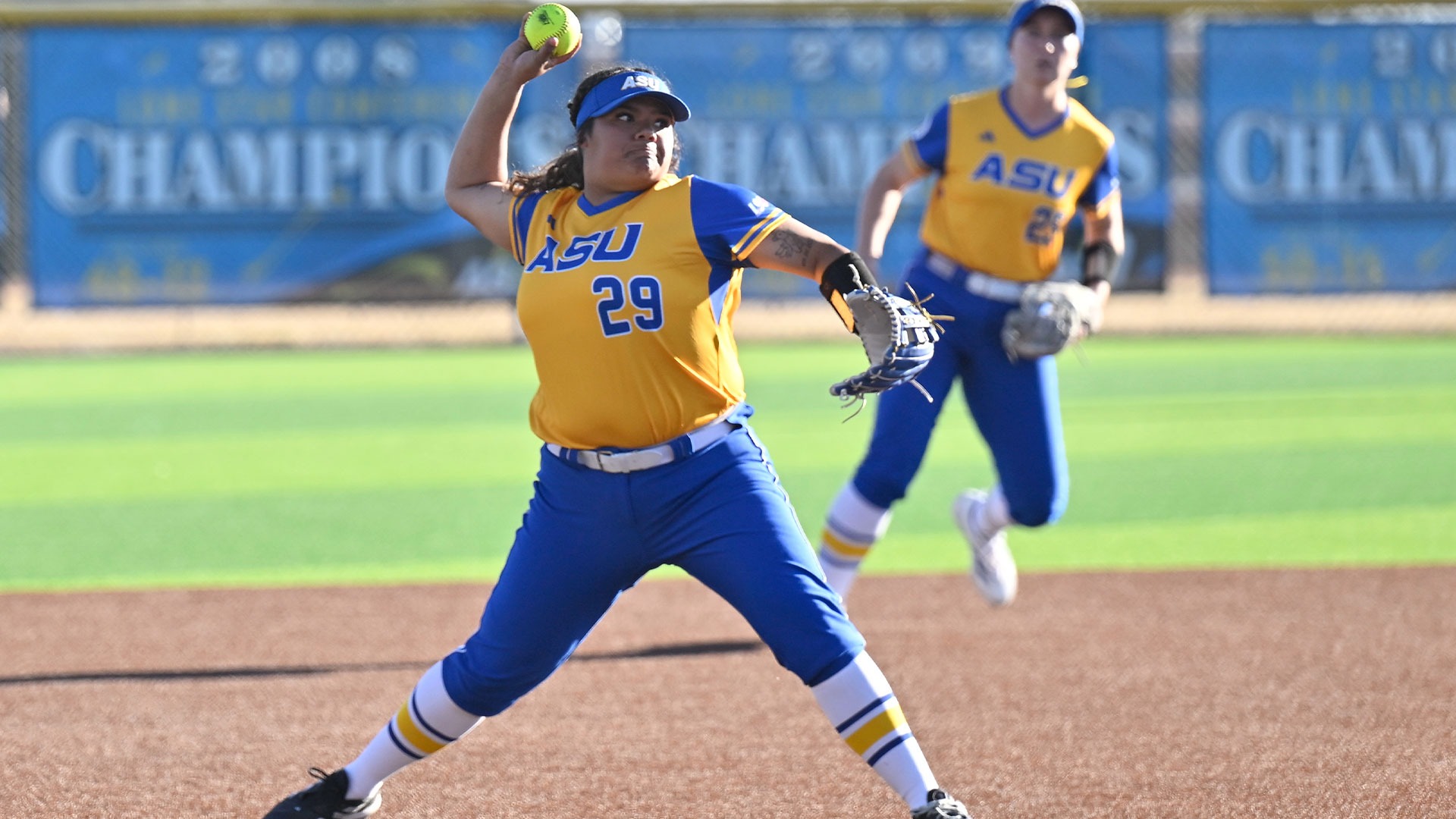Zoey Sifuentes throws to first base vs. Missouri Western