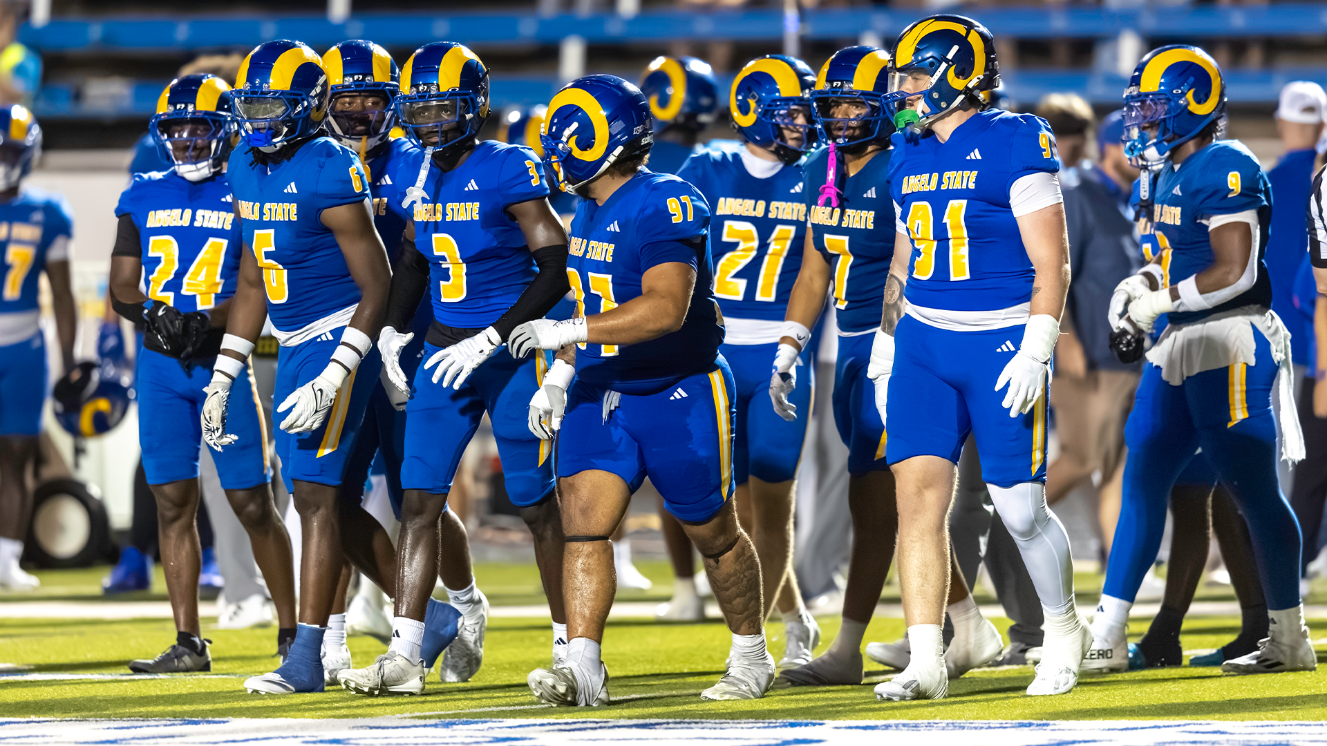 ASU Rams Football defense taking the field