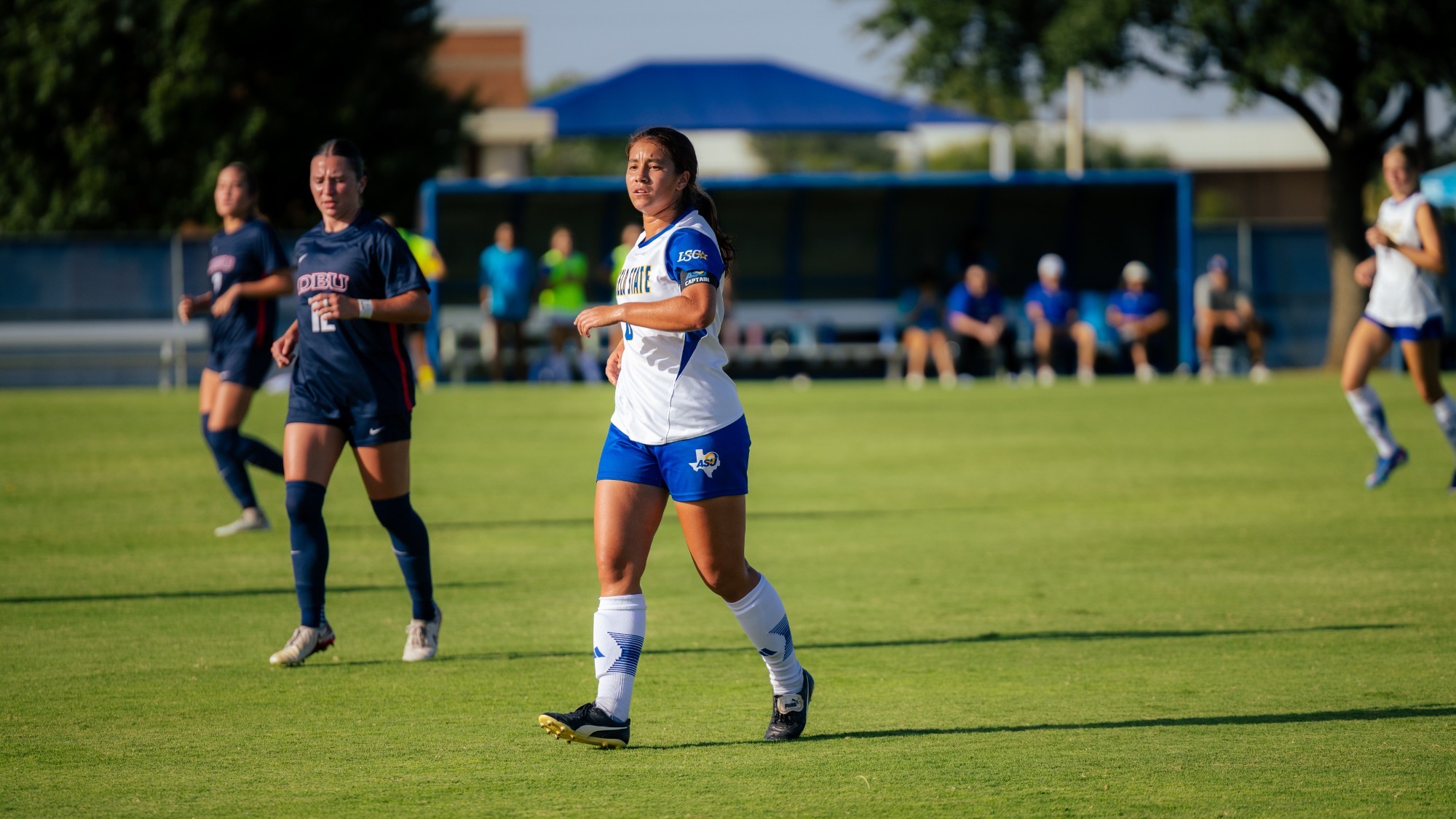 Eleanor Lock playing soccer vs DBU