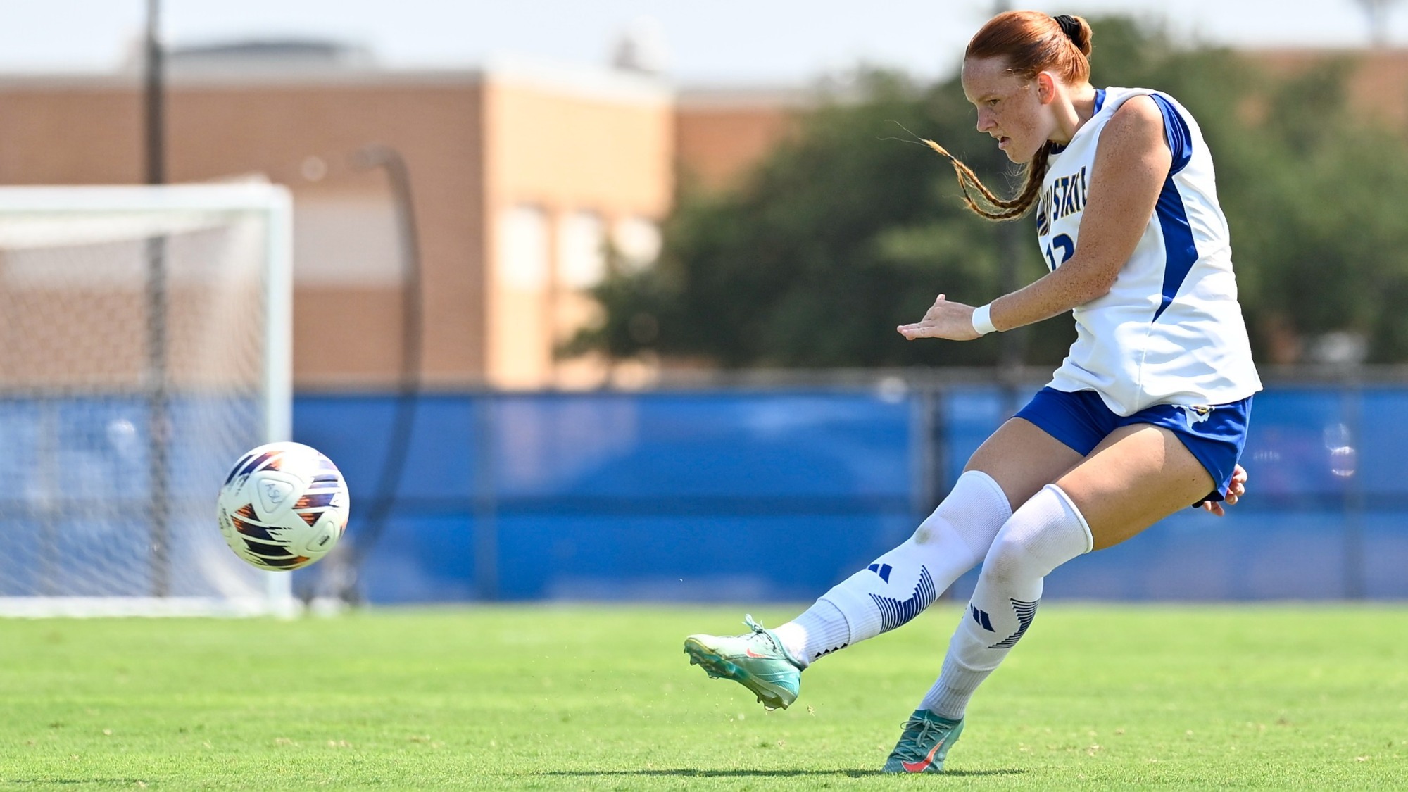 Addison Brown kicking the ball 