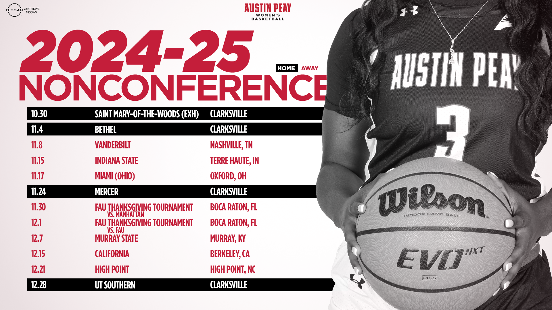 Women's Basketball Releases Game Times for 202425 Season Austin Peay State University Athletics