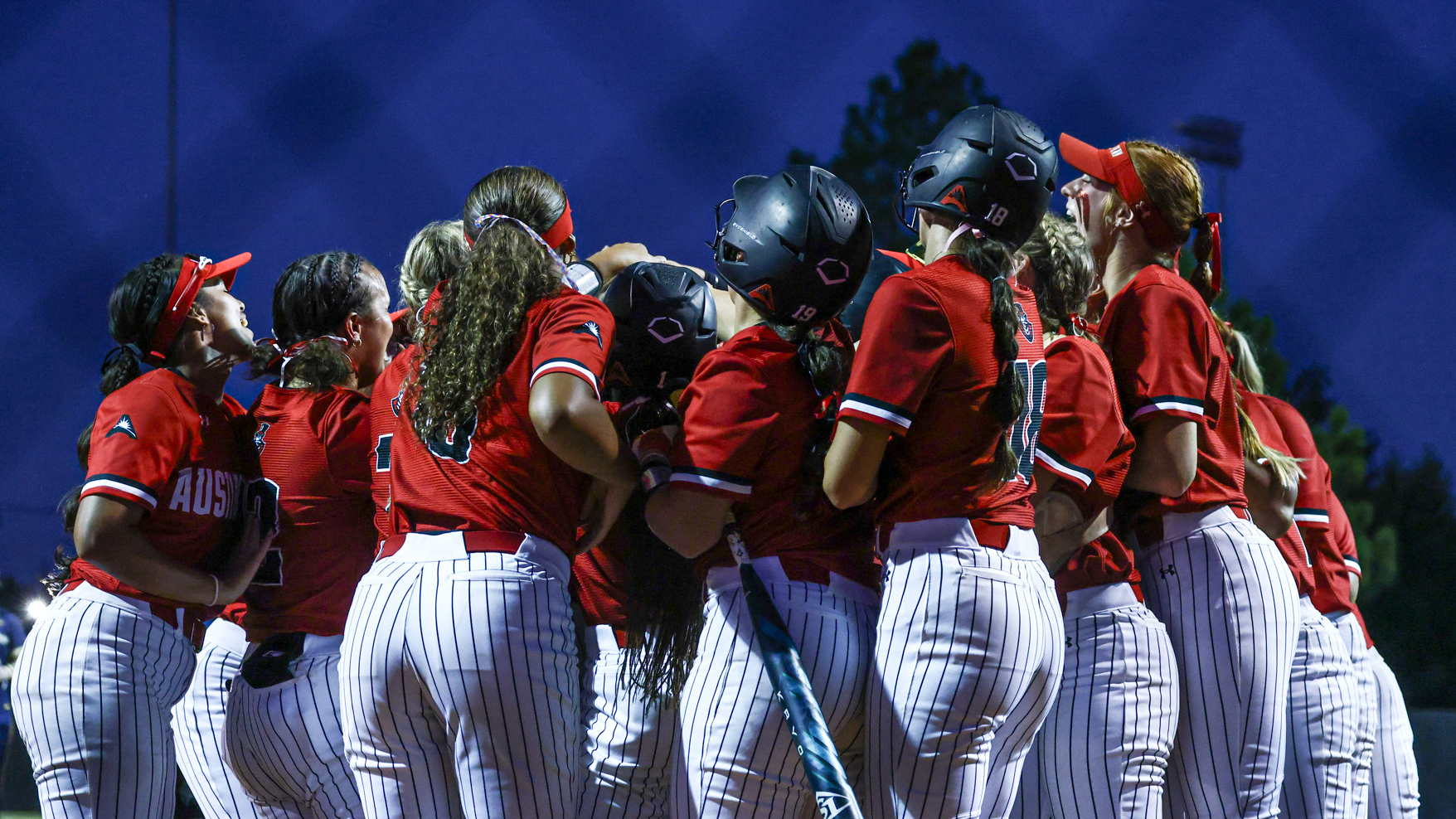 Softball team celebration