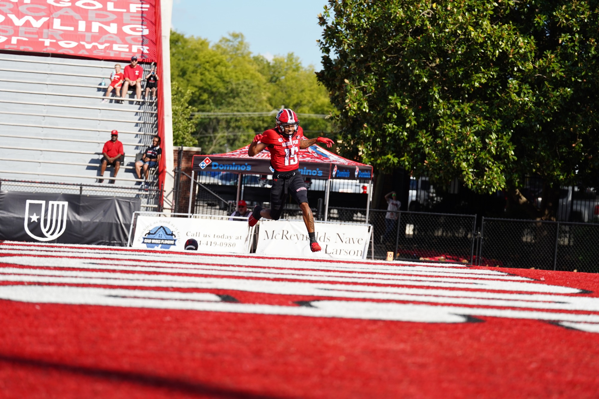 Austin Peay State University's football team scored early and often against Morehead State, running away from the Eagles with a record-breaking 35-point second quarter on the way to a 63-7 victory, Saturday, at Fortera Stadium.