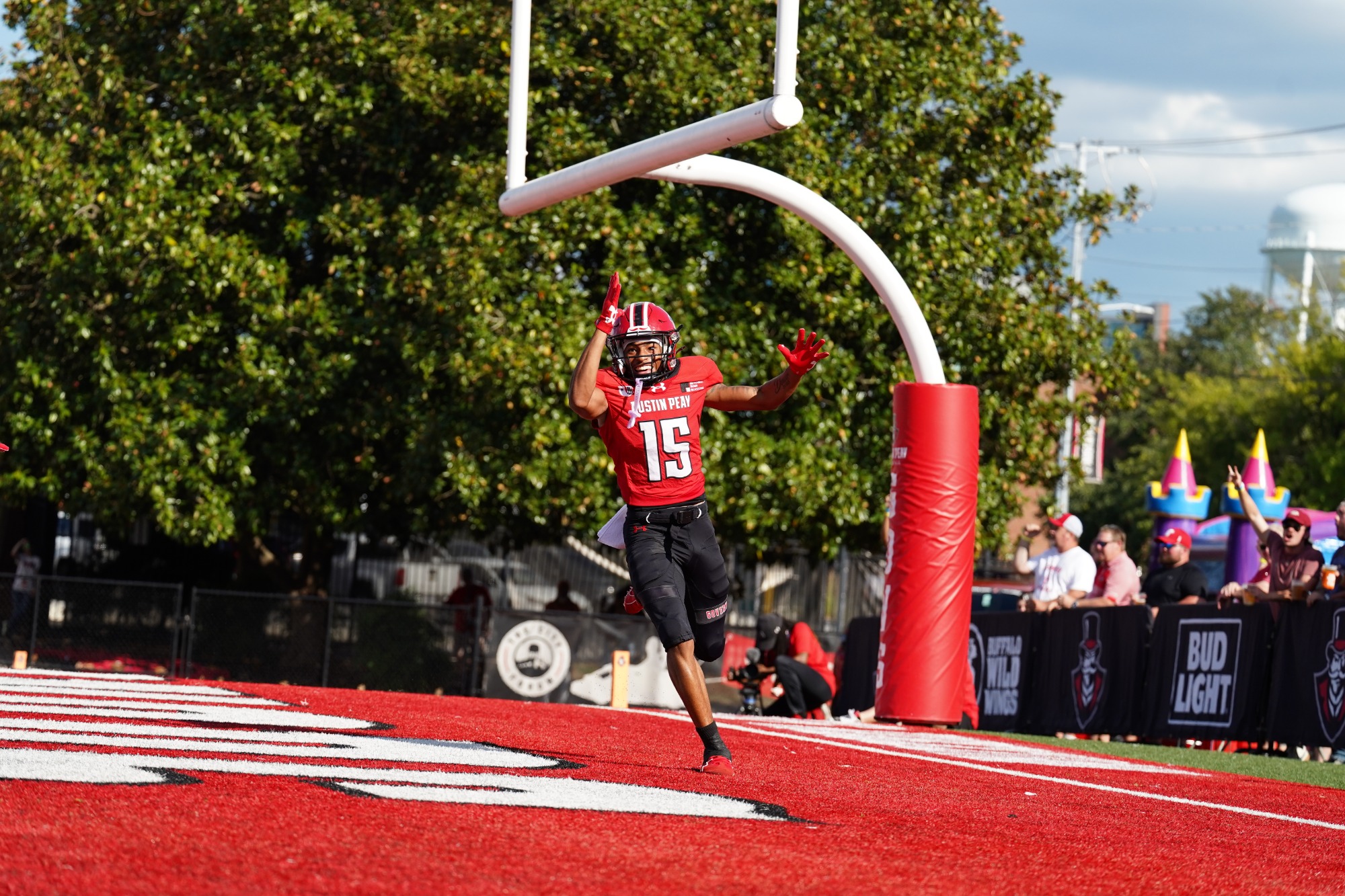 Austin Peay State University's football team scored early and often against Morehead State, running away from the Eagles with a record-breaking 35-point second quarter on the way to a 63-7 victory, Saturday, at Fortera Stadium.