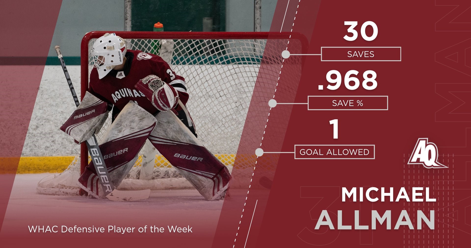 Michael Allman 202324 Men's Ice Hockey Aquinas College