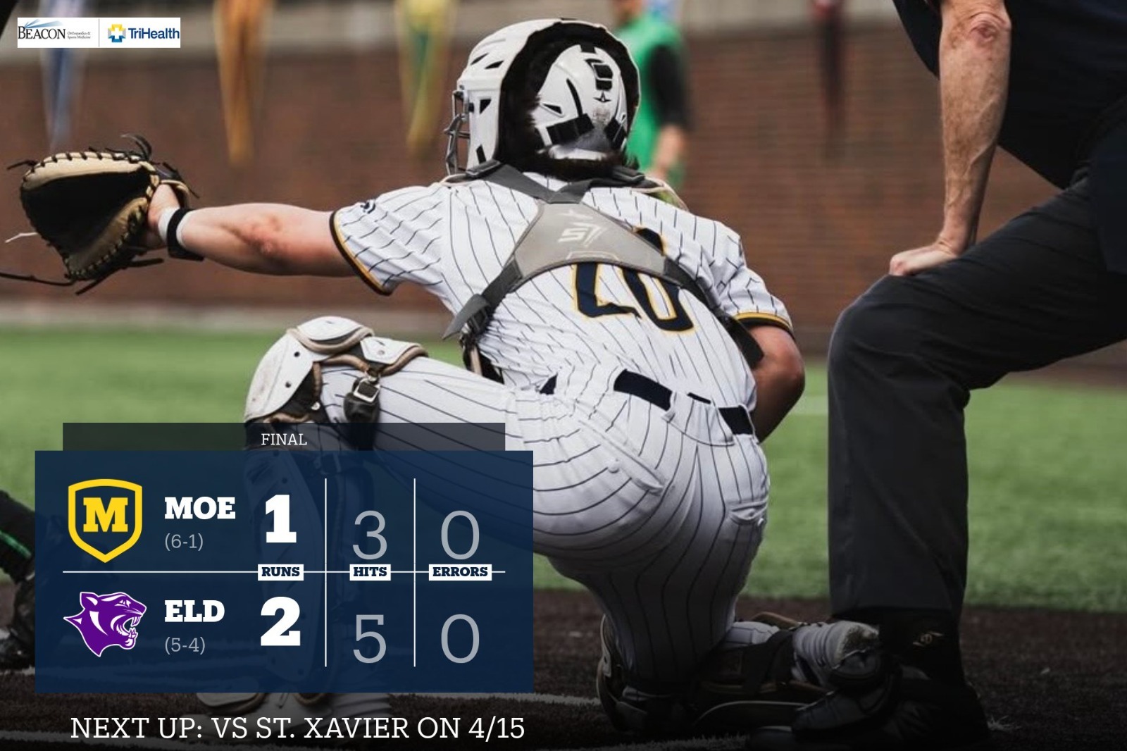 Final Score at Elder Baseball 