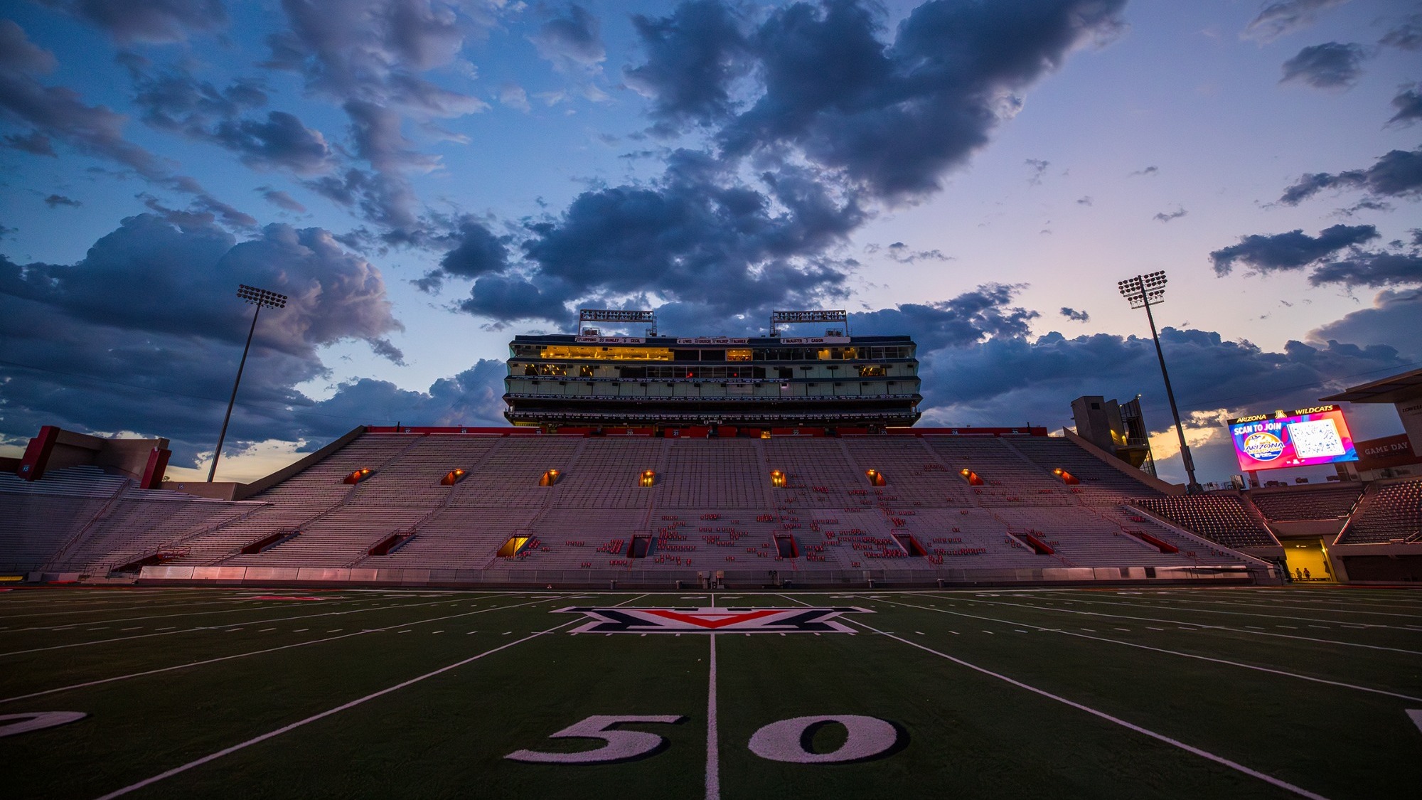 Arizona Stadium wide sunset clouds