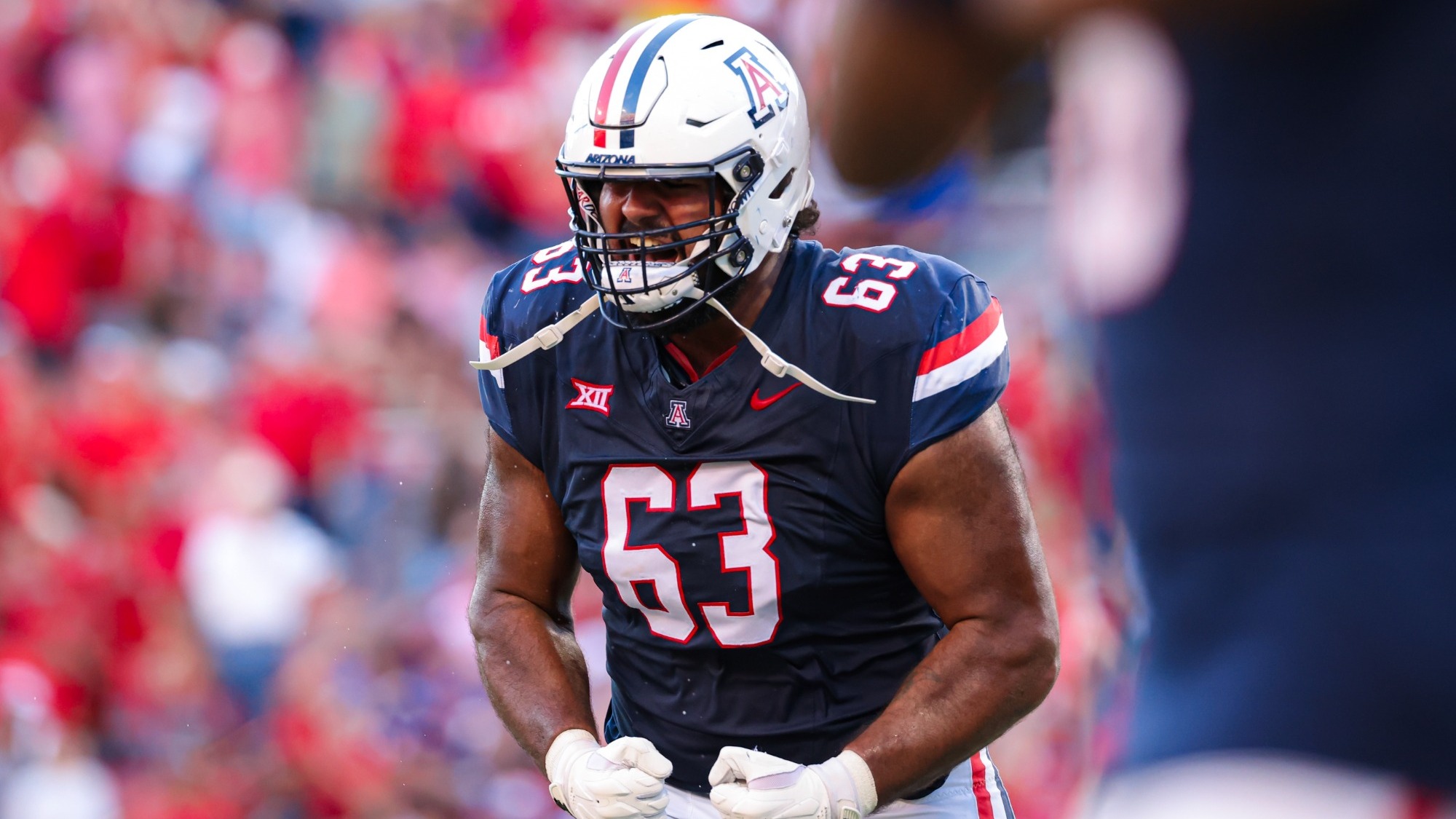 offensive lineman Alexander Doost (63) - TUCSON, ARIZ. — Football vs. Kansas at Arizona Stadium Nov. 8, 2025. 
Photo by Madison Farwell / Arizona Athletics