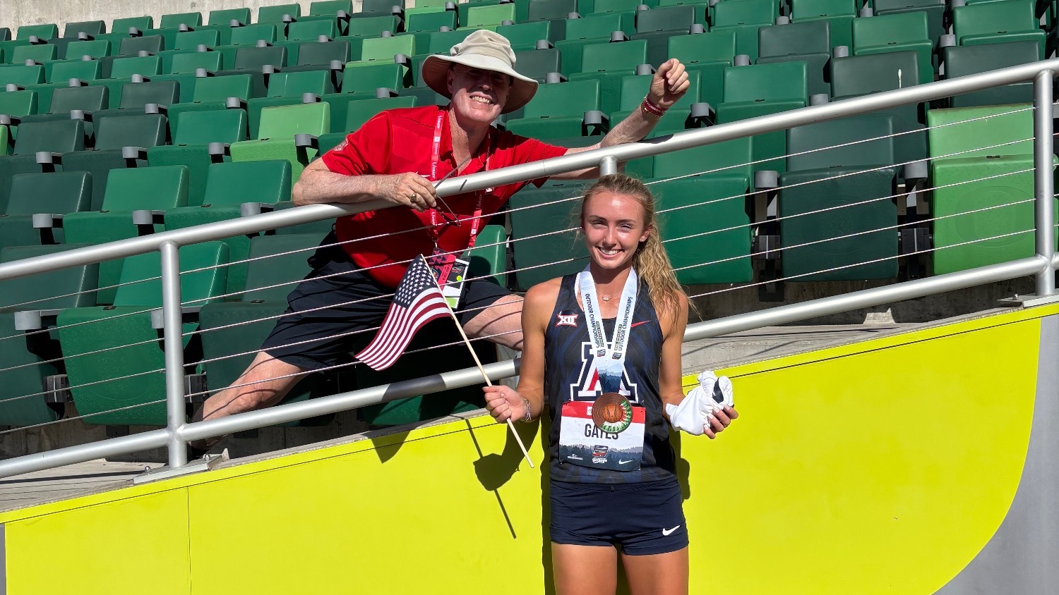 Emma Gates and Bob Myers at 2025 USA Outdoor Champs