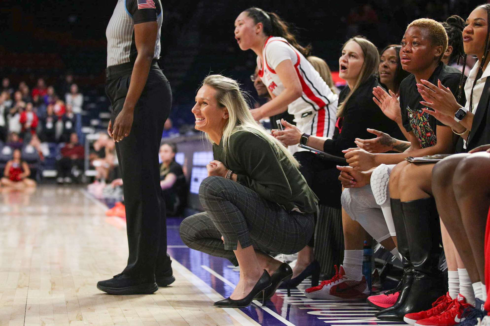 Becky Burke, head coach — TUCSON, ARIZ. -- Women’s Basketball vs Colorado at ALKEME Arena.Feb. 17, 2026. Photo by Sarah Rosewater / Arizona Athletics