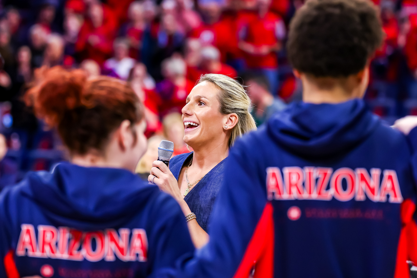 Becky Burke, Head Coach - TUCSON, ARIZ. -- Women’s Basketball vs Kansas State at McKale Memorial CenterFeb. 4, 2026. Photo by Rebecca Sasnett / Arizona Athletics
