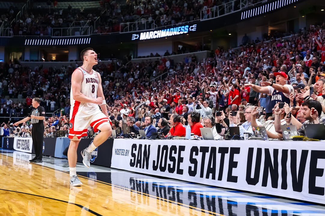 Ivan Kharchenkov (8) — SAN JOSE, CALIF. -- Men’s baskeball vs. Purdue in the West Regional Final Elite Eight game of the 2026 NCAA Tournament at SAP Center.March 28, 2026. Photo by Mike Christy / Arizona Athletics
