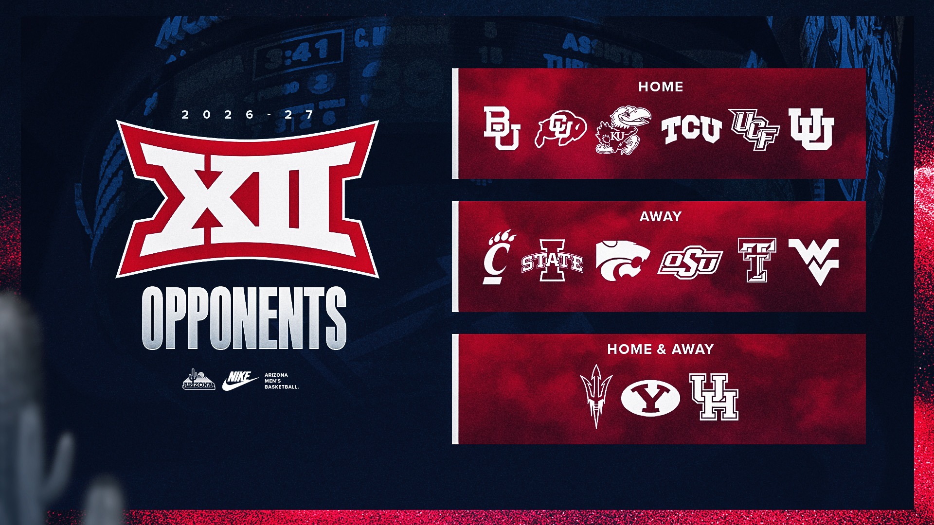 Big 12 Home- Away matchups 2026-27 Men's Basketball