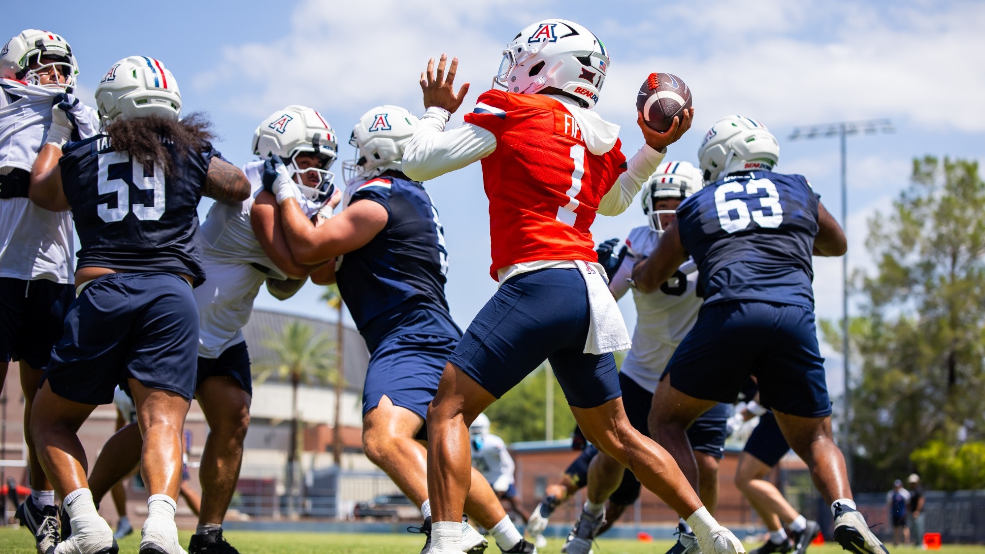 quarterback Noah Fifita (1) — TUCSON, ARIZ. -- Football fall camp, day 1.

Aug. 5, 2026. 
Photo by Mike Christy / Arizona Athletics