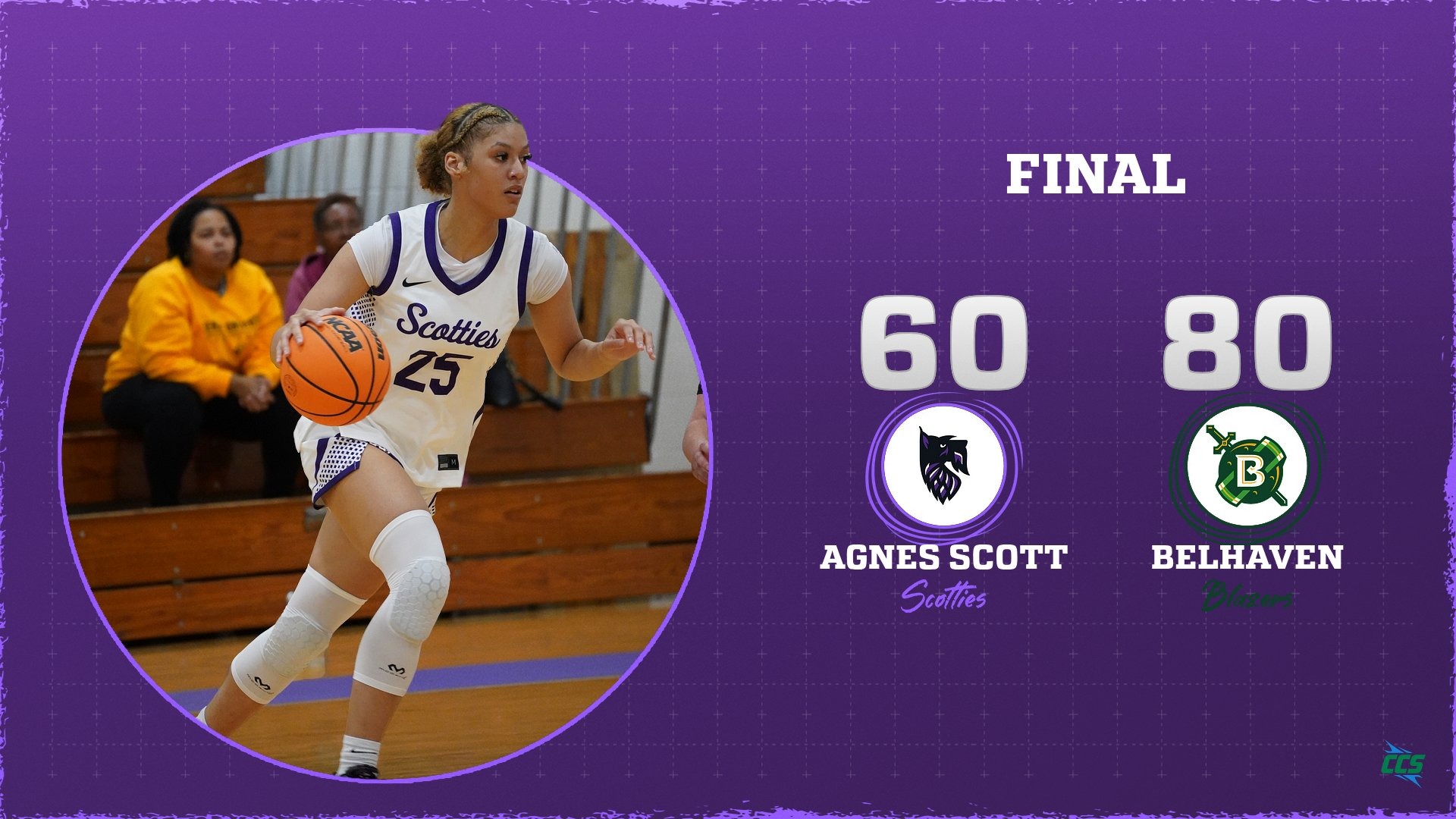 Cybele dribbles, FInal Score Belhaven 80, ASC 60